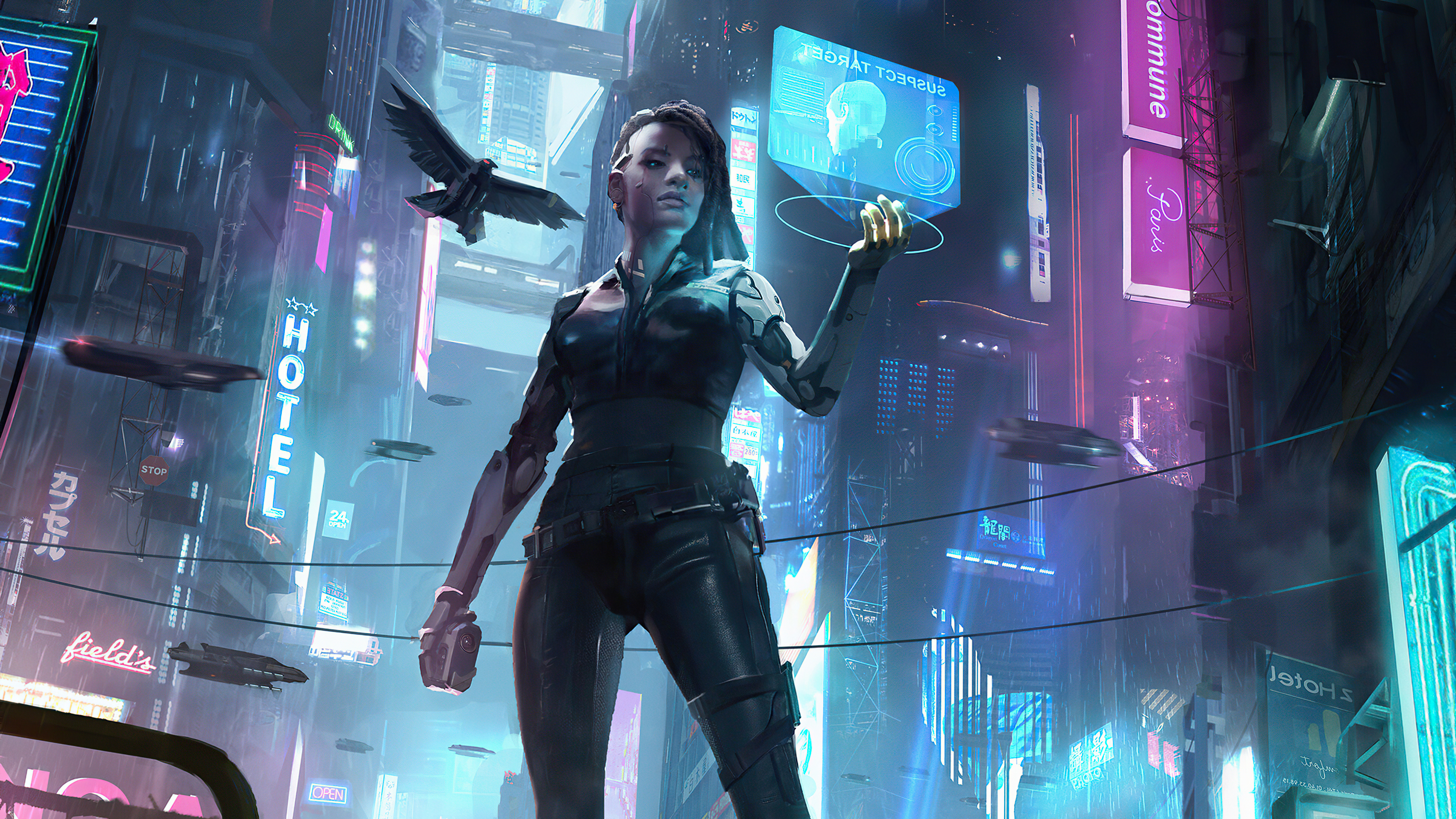 sci-fi, cyberpunk, girl, 4k, pc, HD Wallpaper