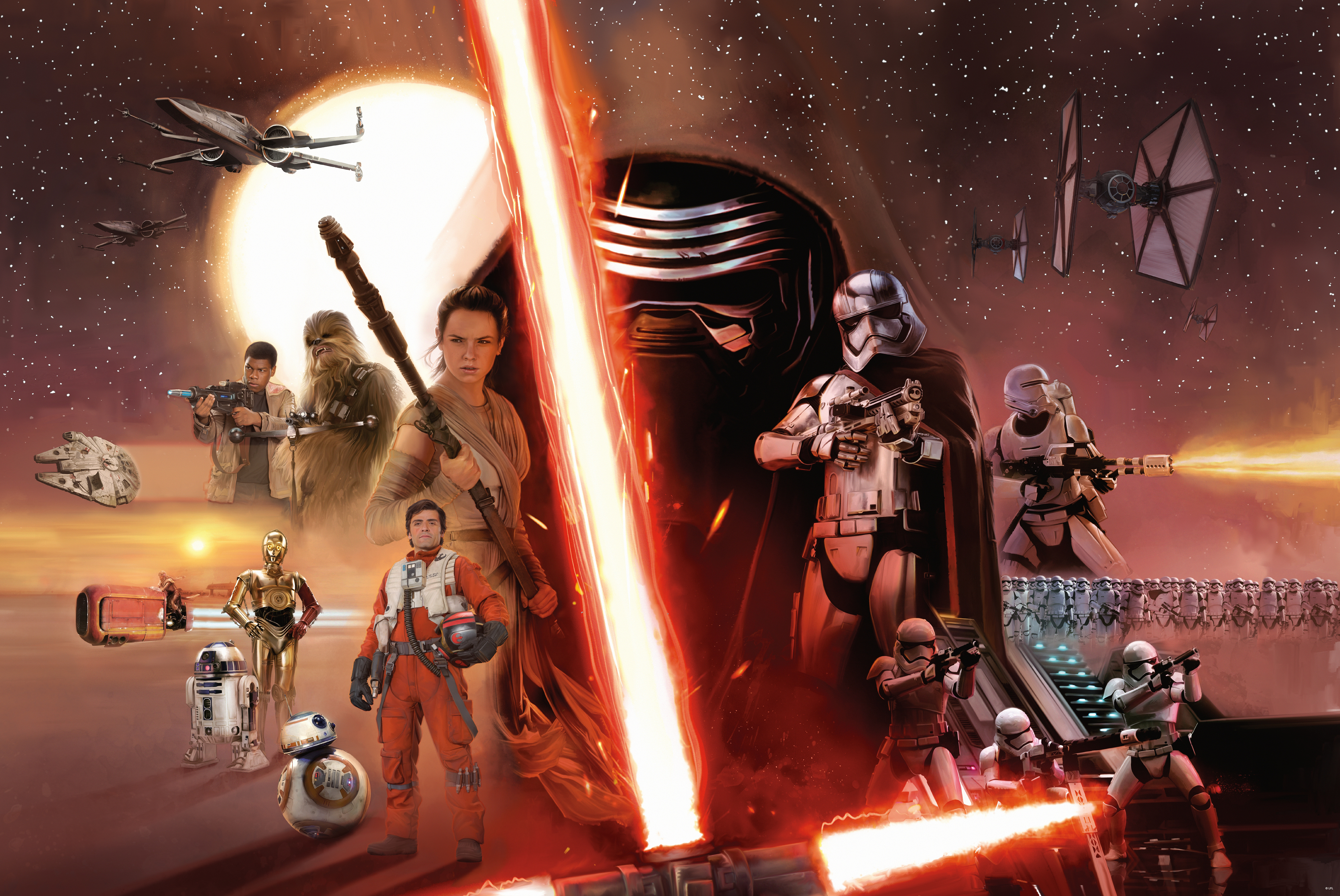 chewbacca, star wars episode vii: the force awakens, c 3po, star wars, movie, captain phasma, finn (star wars), kylo ren, poe dameron, rey (star wars) HD wallpaper