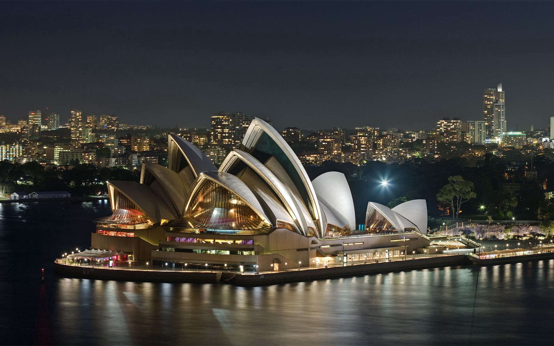 australia, rivers, cities, sight, evening, landmark, theatre, opera 1080p