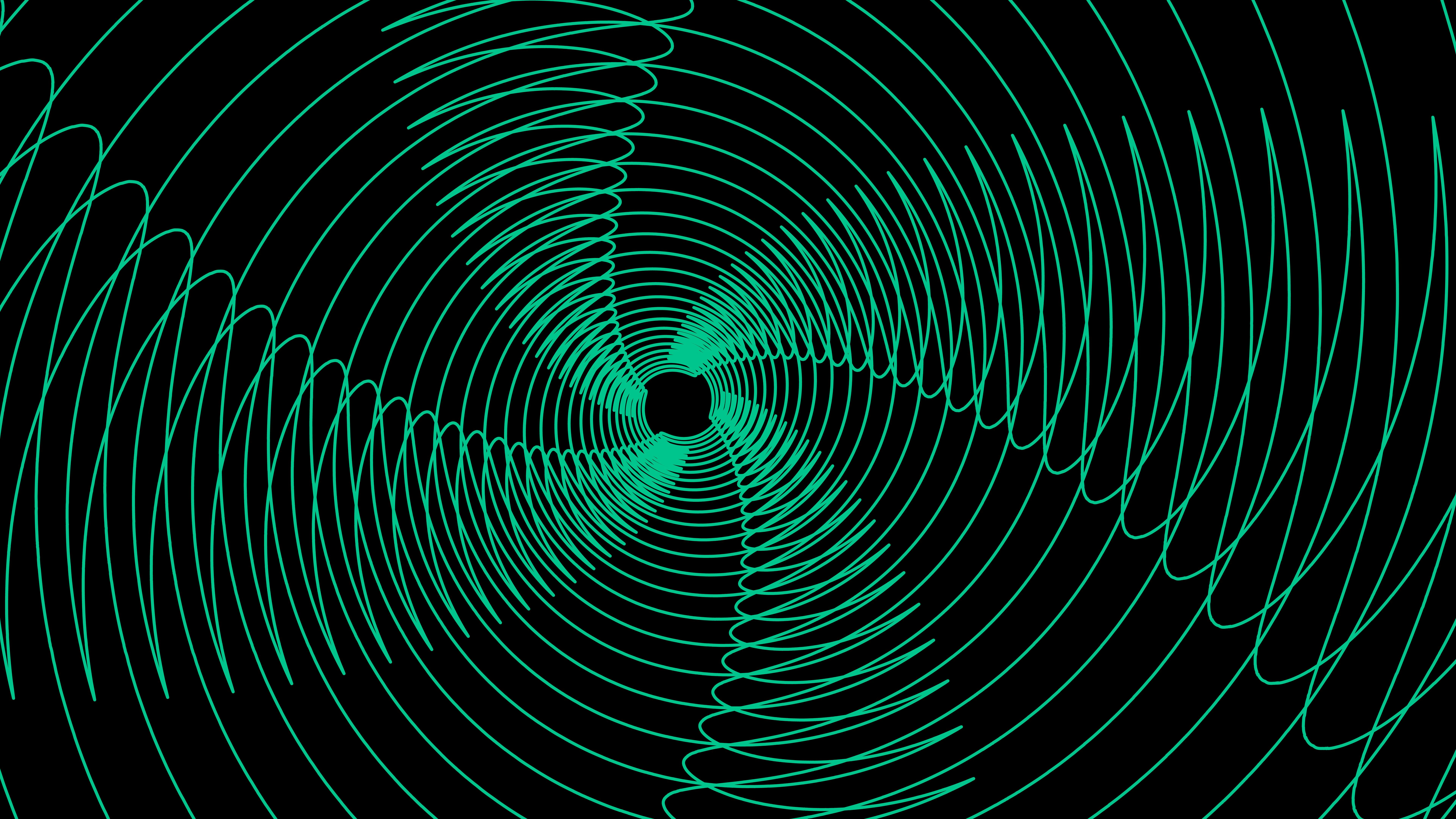 abstract, fractal, lines, spiral, turquoise 4K Ultra