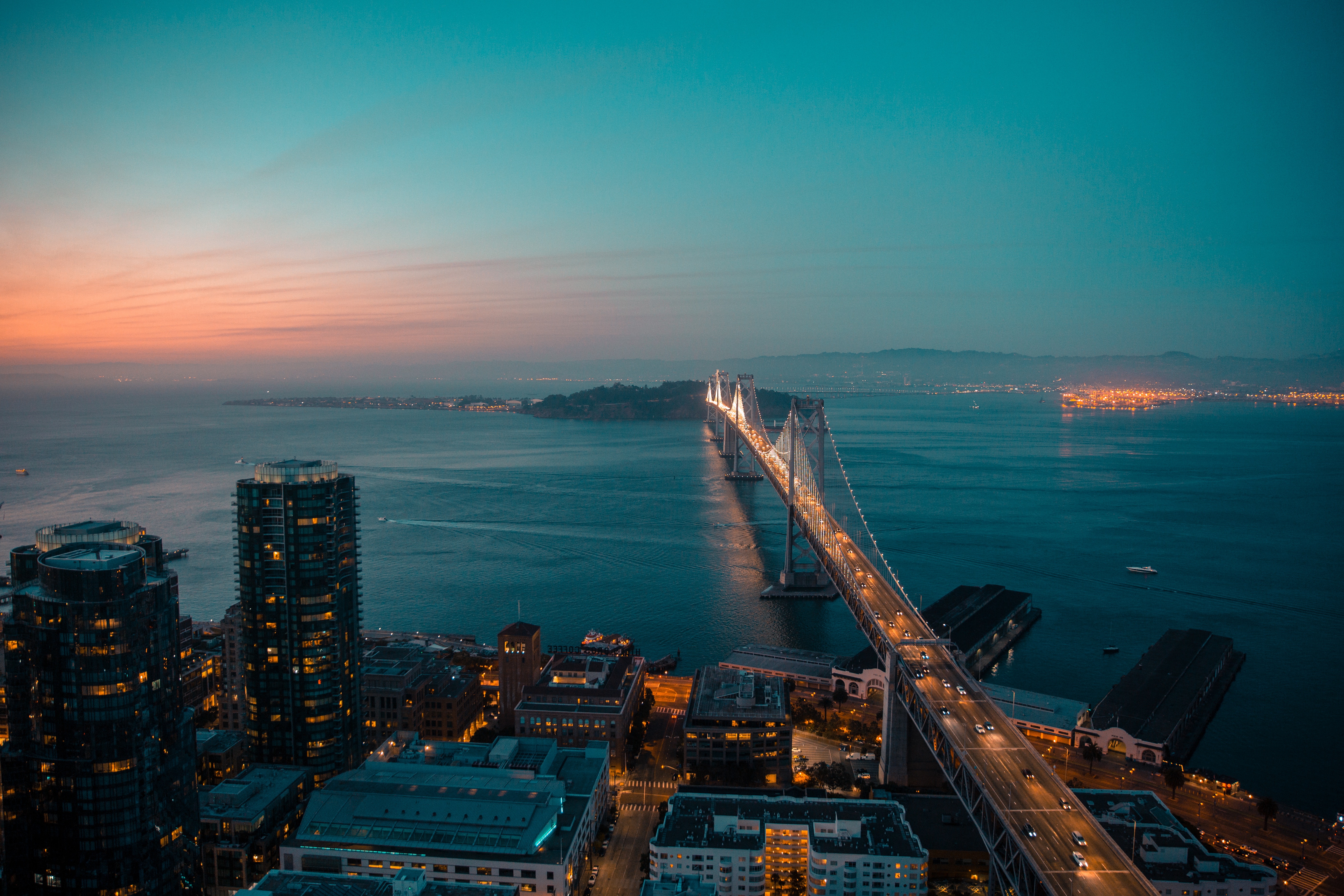 night city, san francisco, cities, view from above, bridge