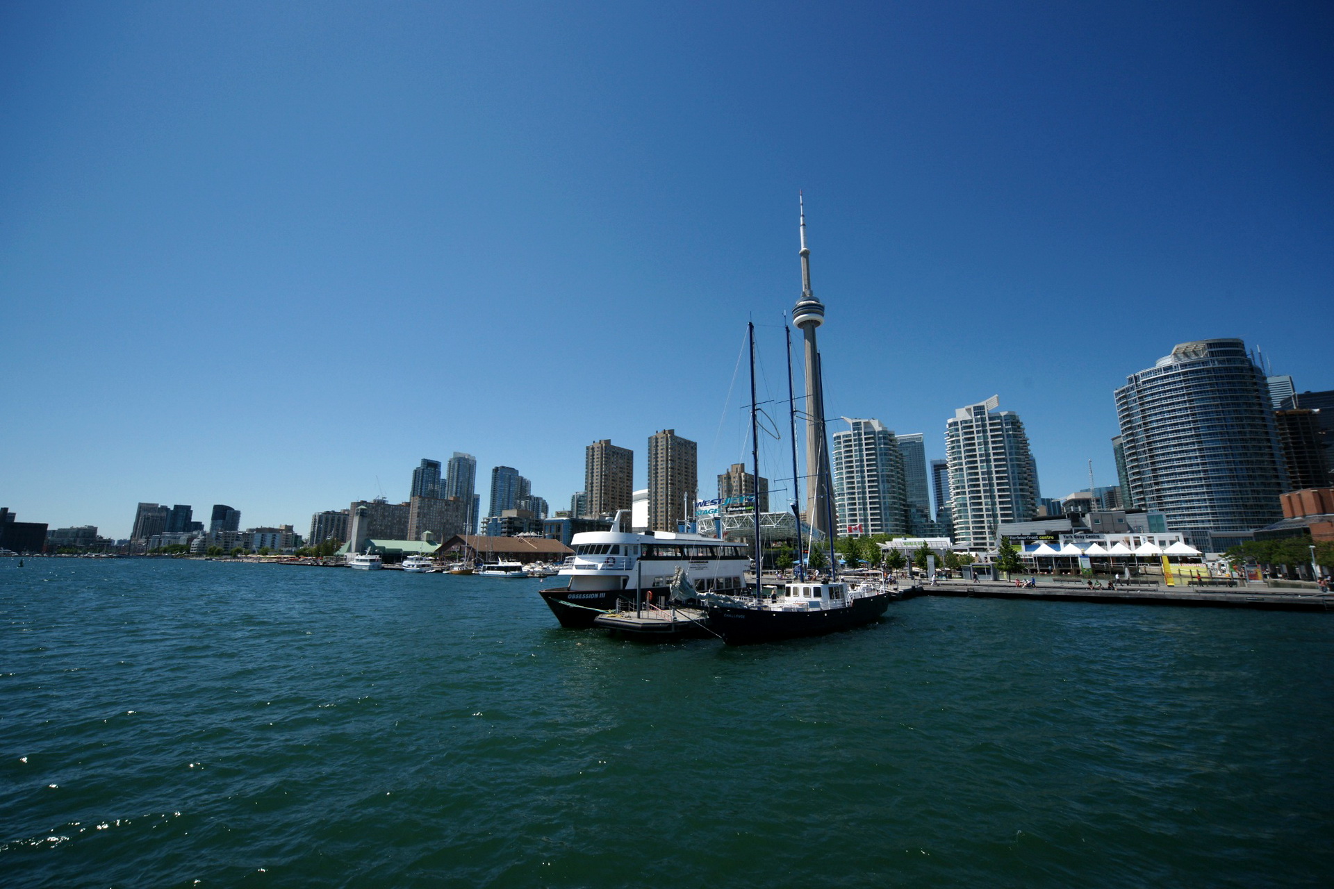 1920 x 1080 picture man made, toronto, boat, building, cityscape, scenic, cities