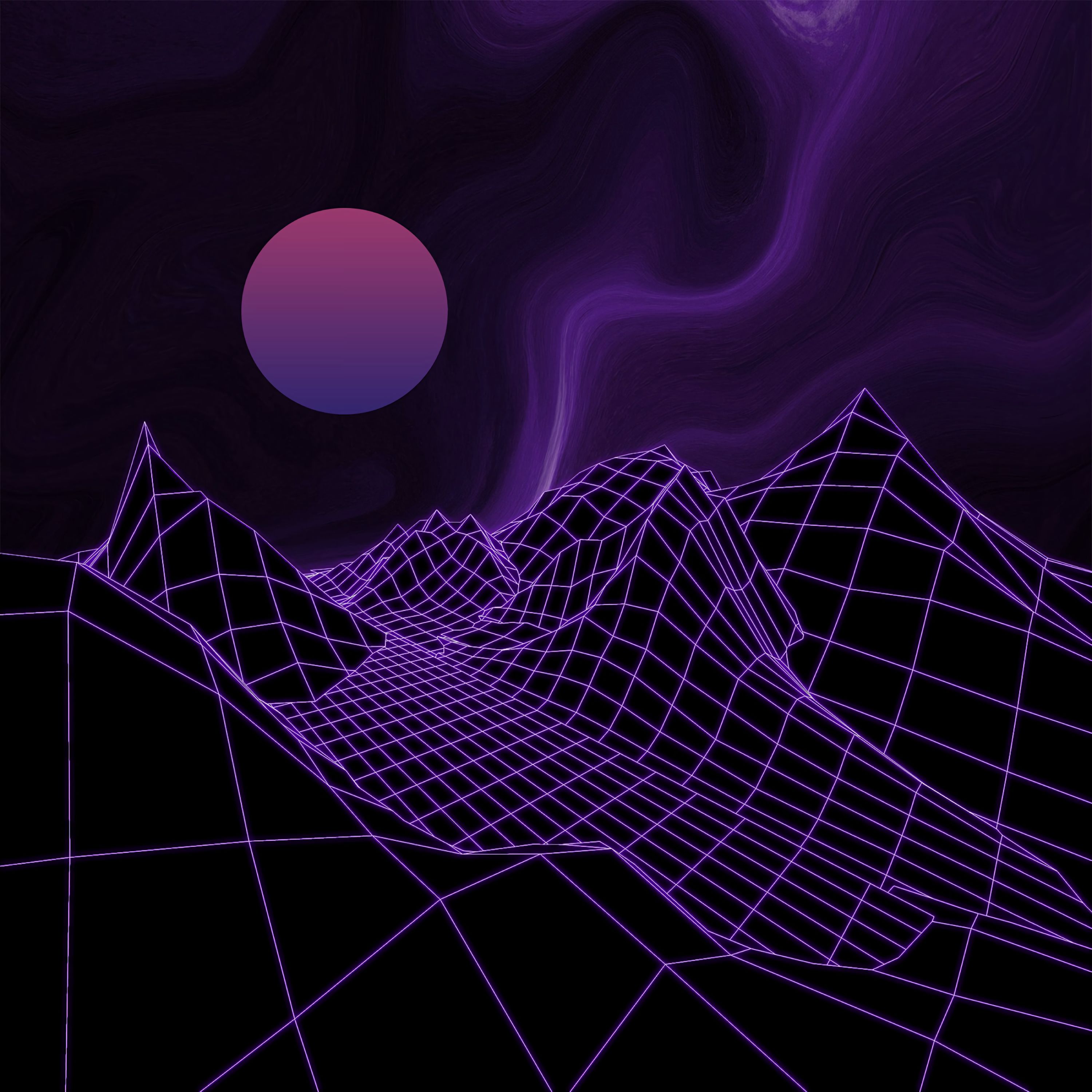 violet, purple, 3d, grid, relief, ball download HD wallpaper