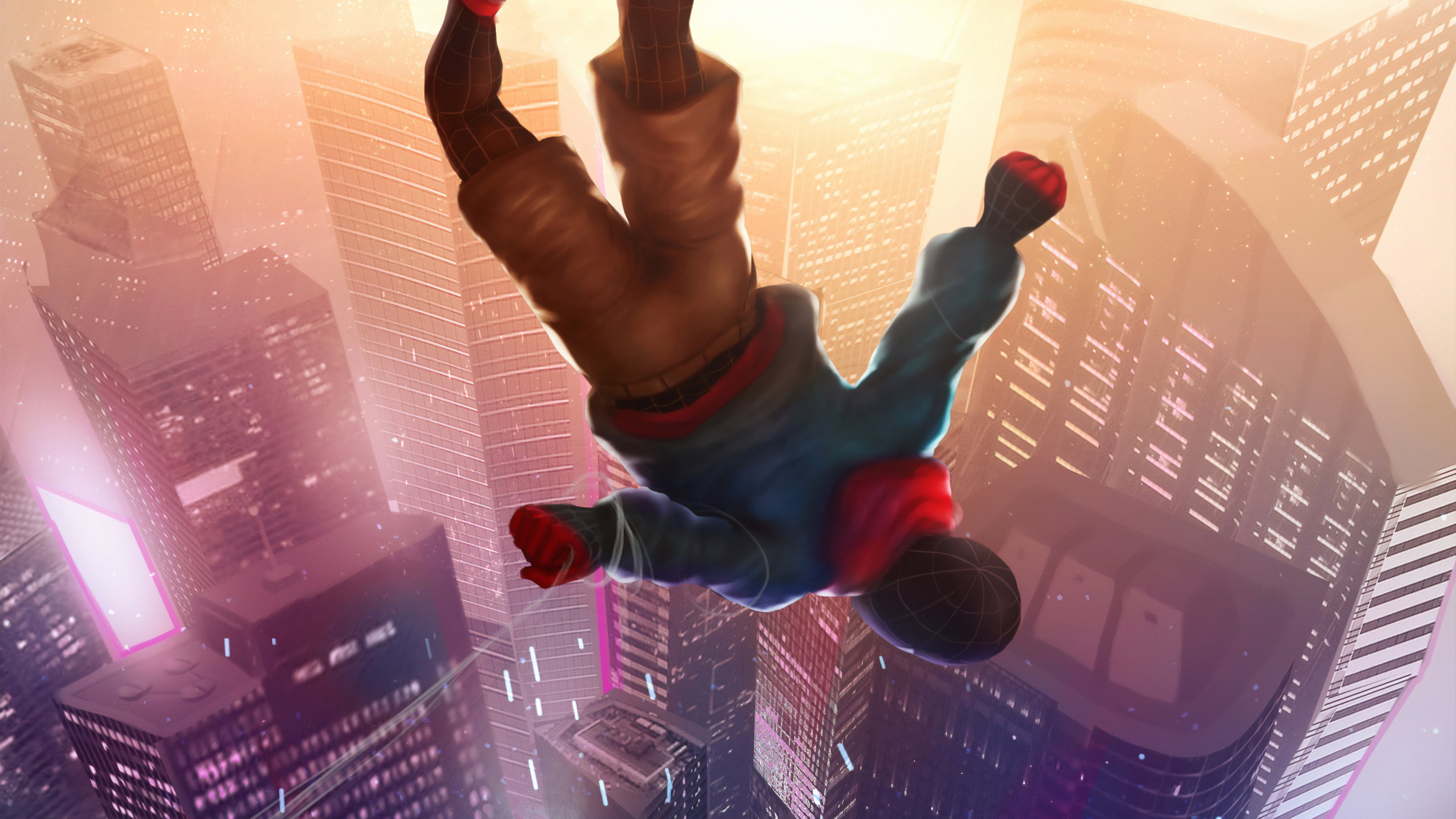Spider man into the Spider Verse Falling обои