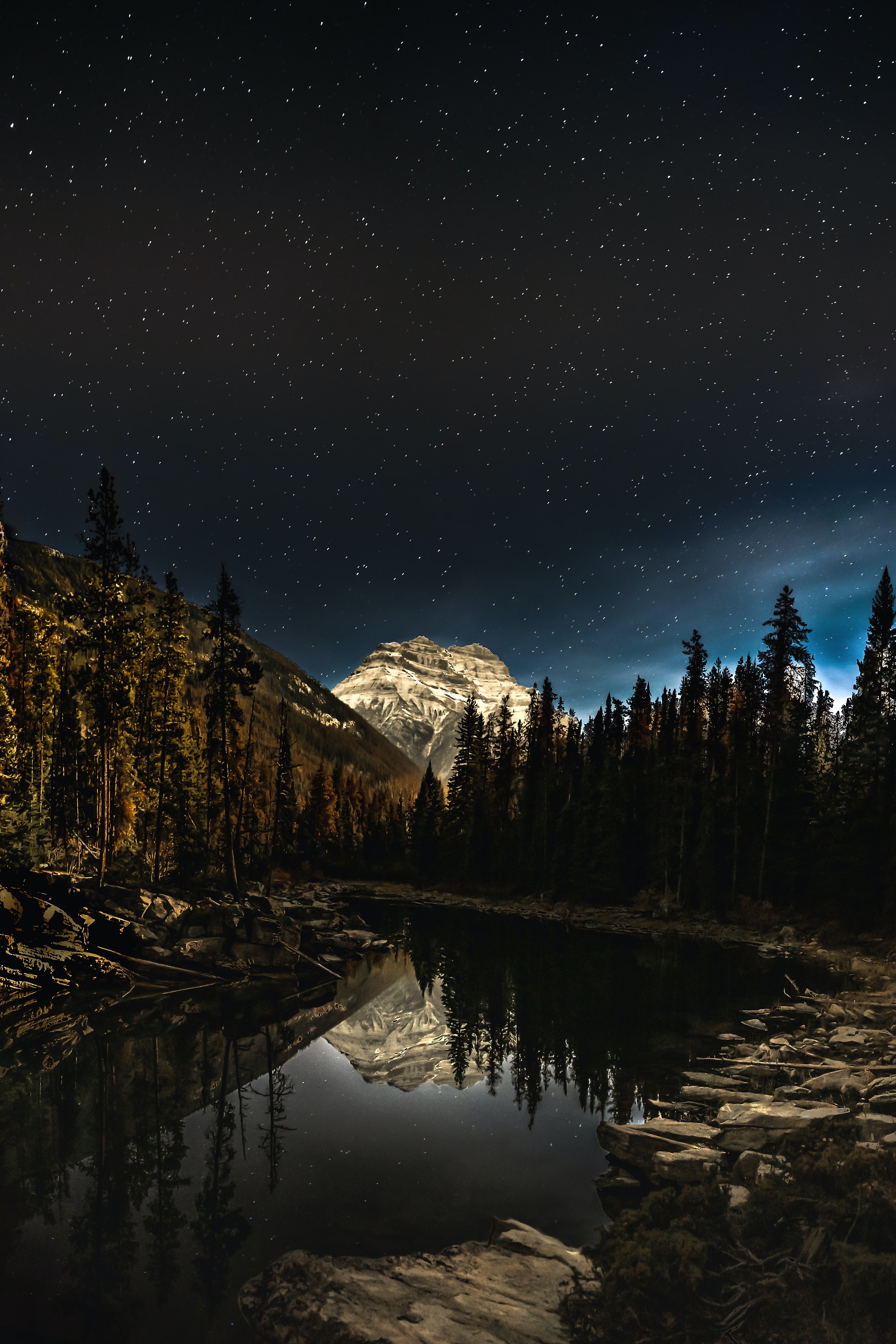 landscape, nature, night, mountain, lake, forest Free Stock Photo