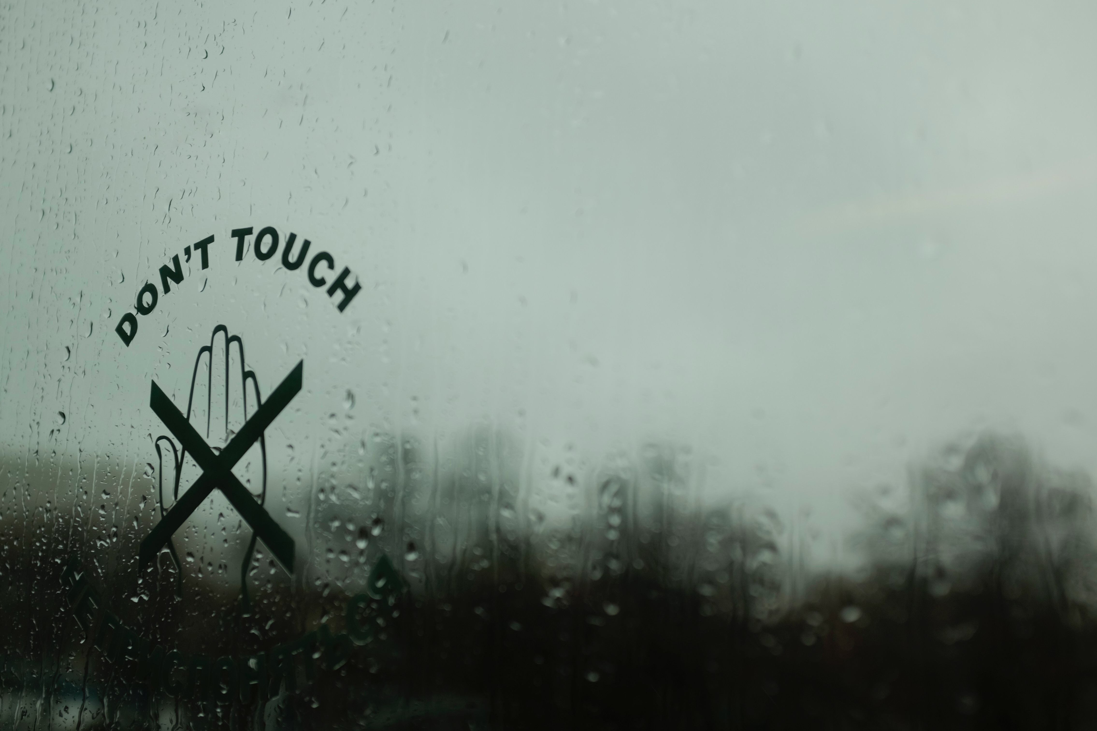 HD wallpaper moisture, rain, drops, words, glass, inscription, touching, touch