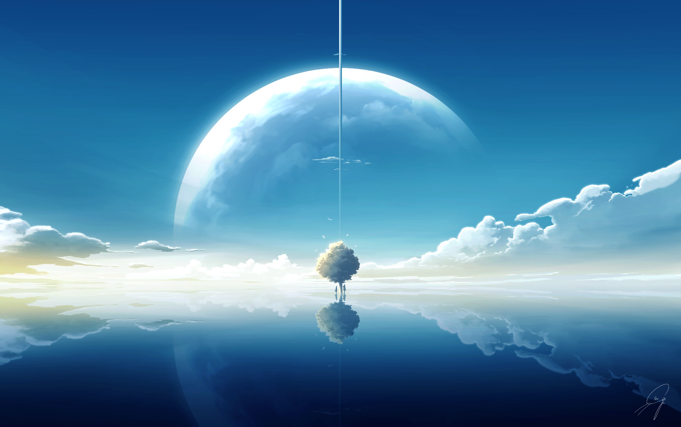 anime style hd wallpaper of outer space with a view of | Stable Diffusion