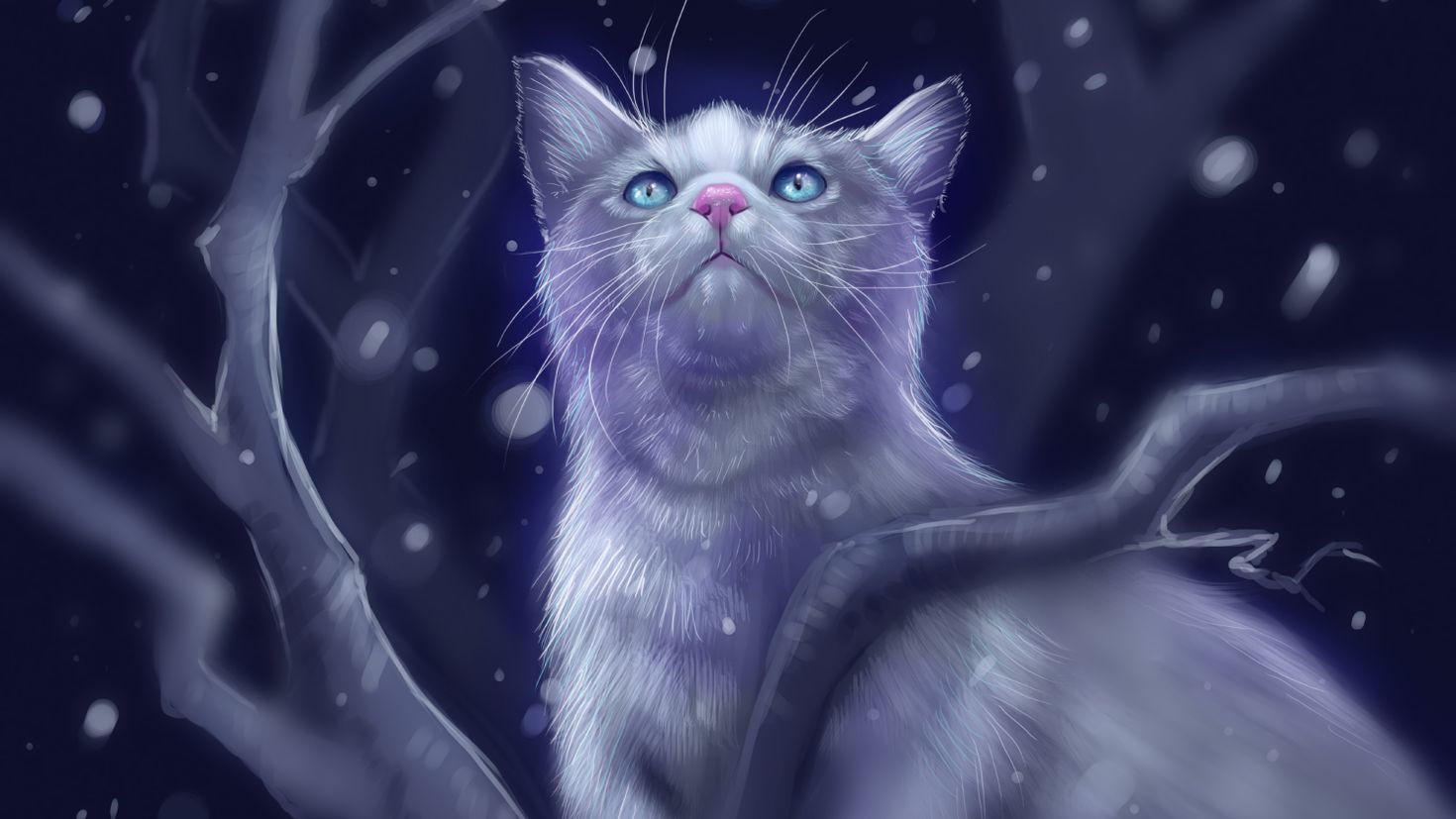 Кошка зима арт