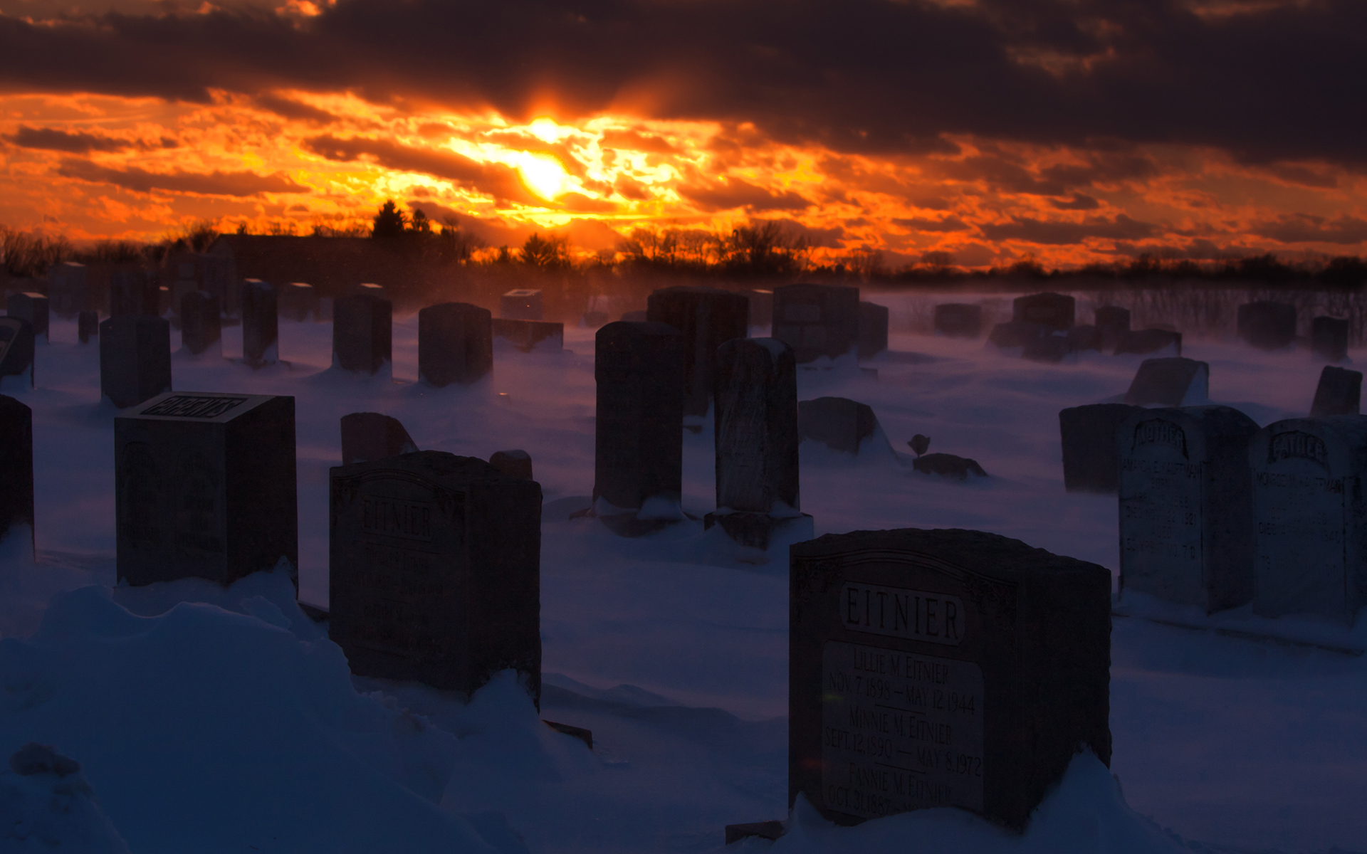 Download mobile wallpaper Sunset, Grave, Religious, Cemetery, Tombstone for free.