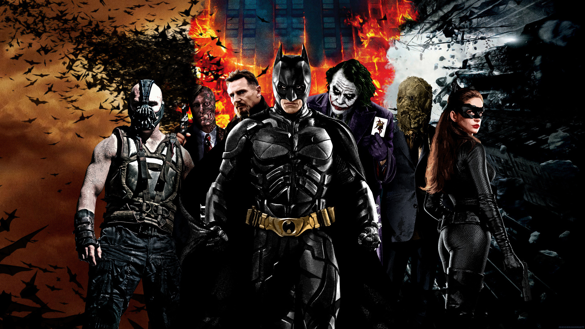 joker, movie, the dark knight trilogy, bane (dc comics), batman, catwoman, scarecrow (batman), two face Phone Background