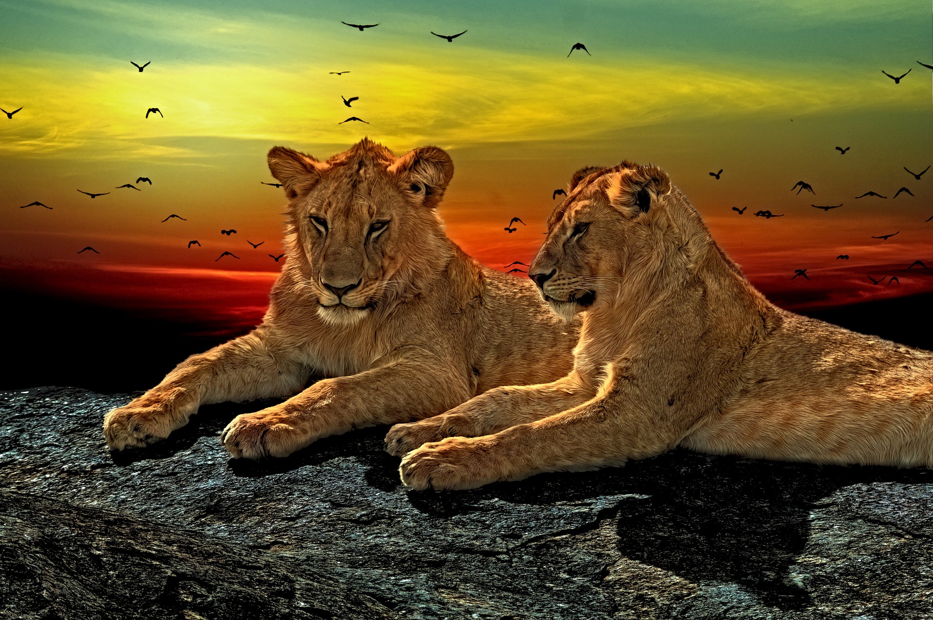 Львица на закате