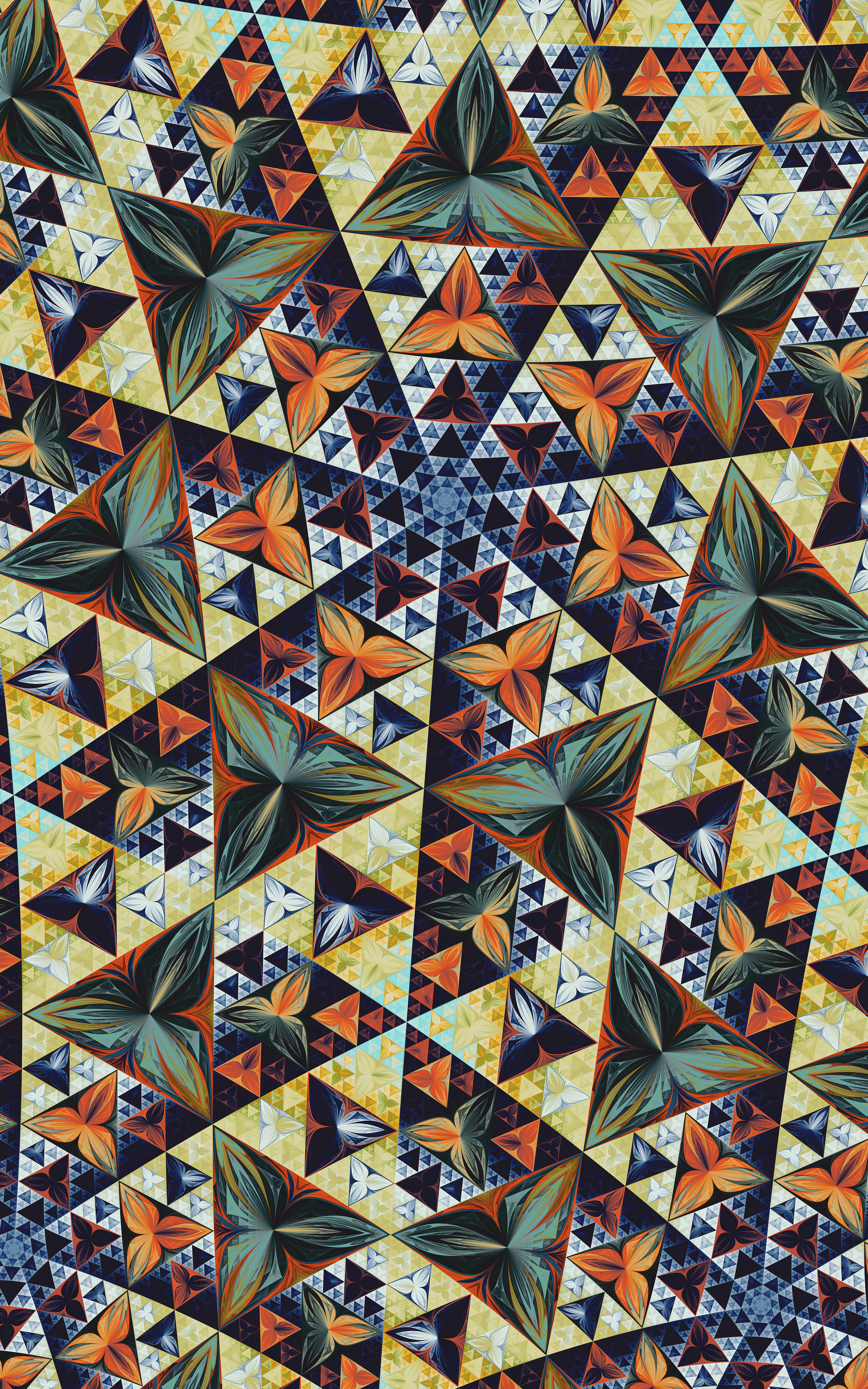 texture, textures, pattern, fractal, symmetry, kaleidoscope, triangles phone wallpaper