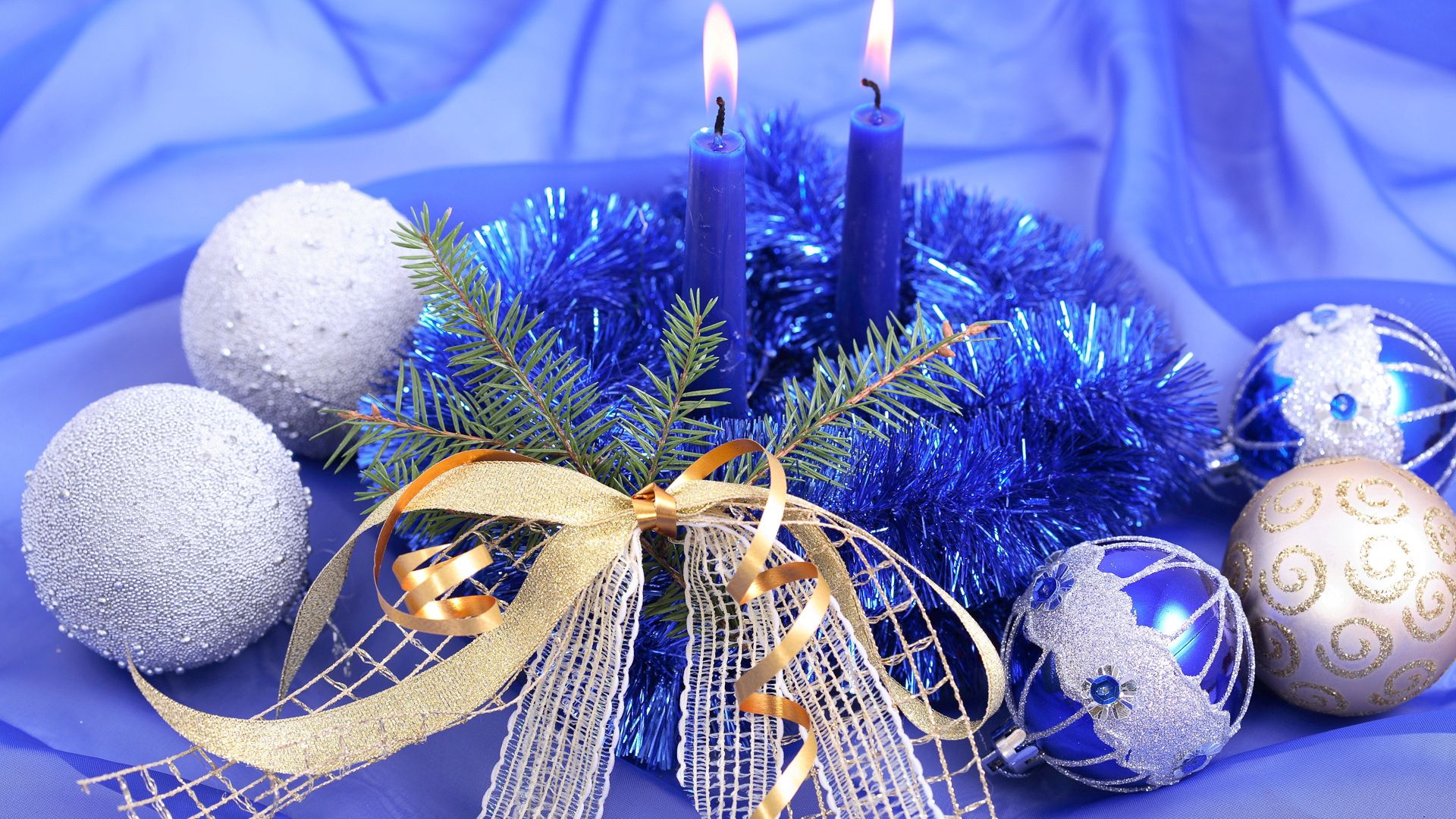candles, holidays, tape, balls, bows HD wallpaper
