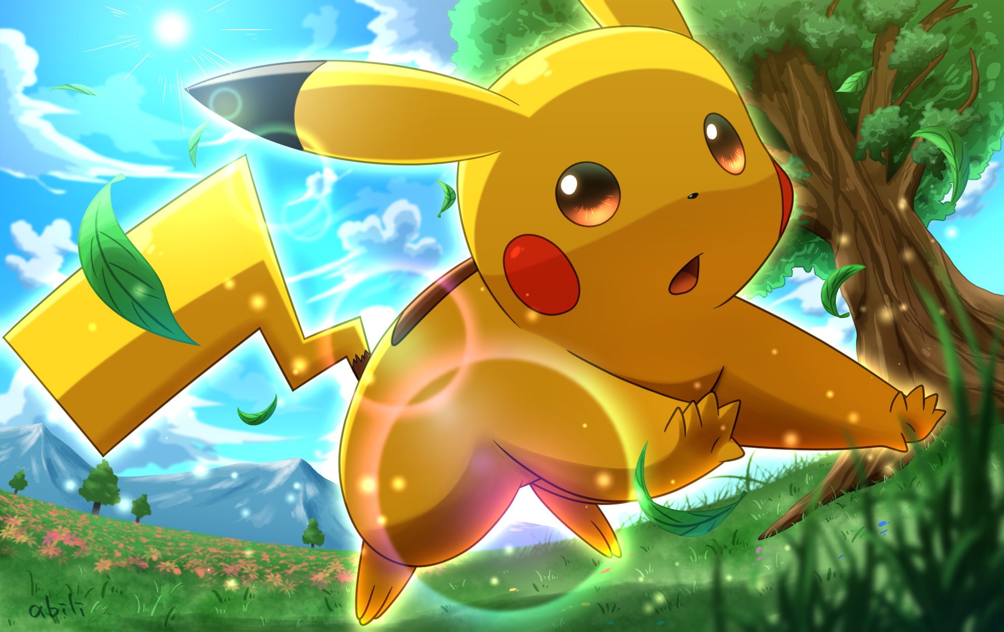 Trends International Pokémon - Pikachu Anime Framed Wall Poster Prints  Mahogany Framed Version 14.725