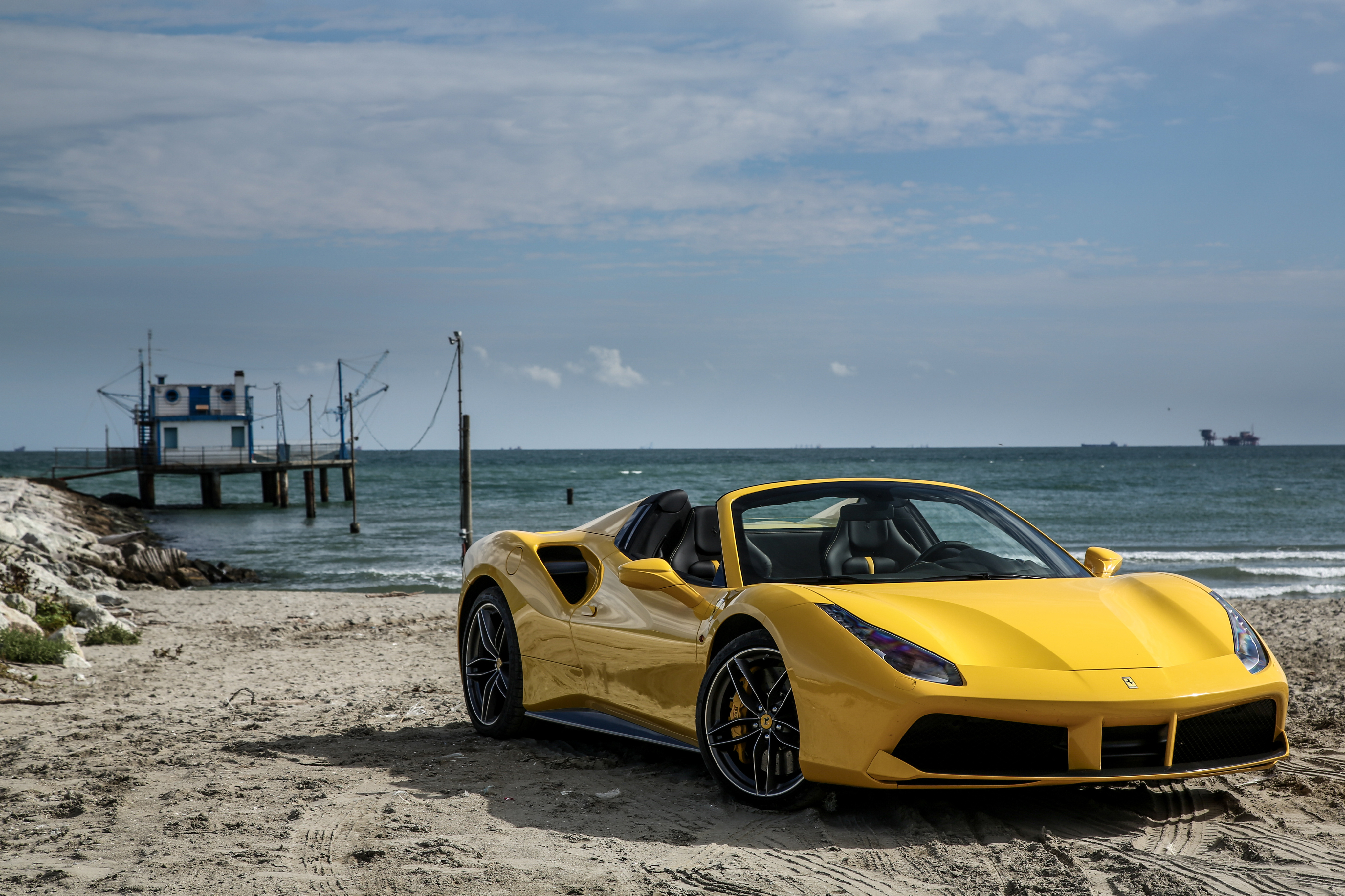wallpapers ferrari, cars, yellow, side view, spider, 488