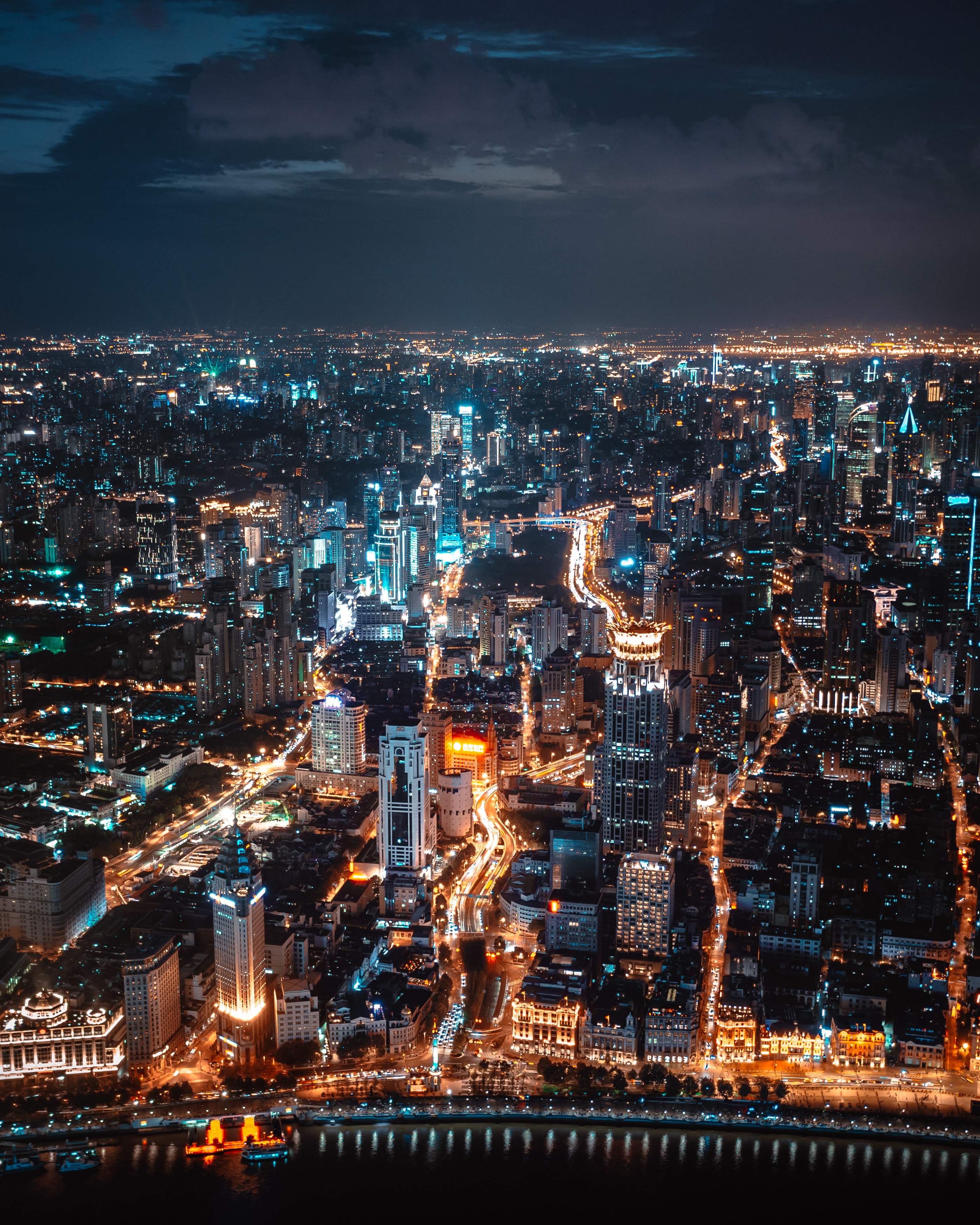 Download PC Wallpaper city lights, cities, view from above, night city, skyscrapers