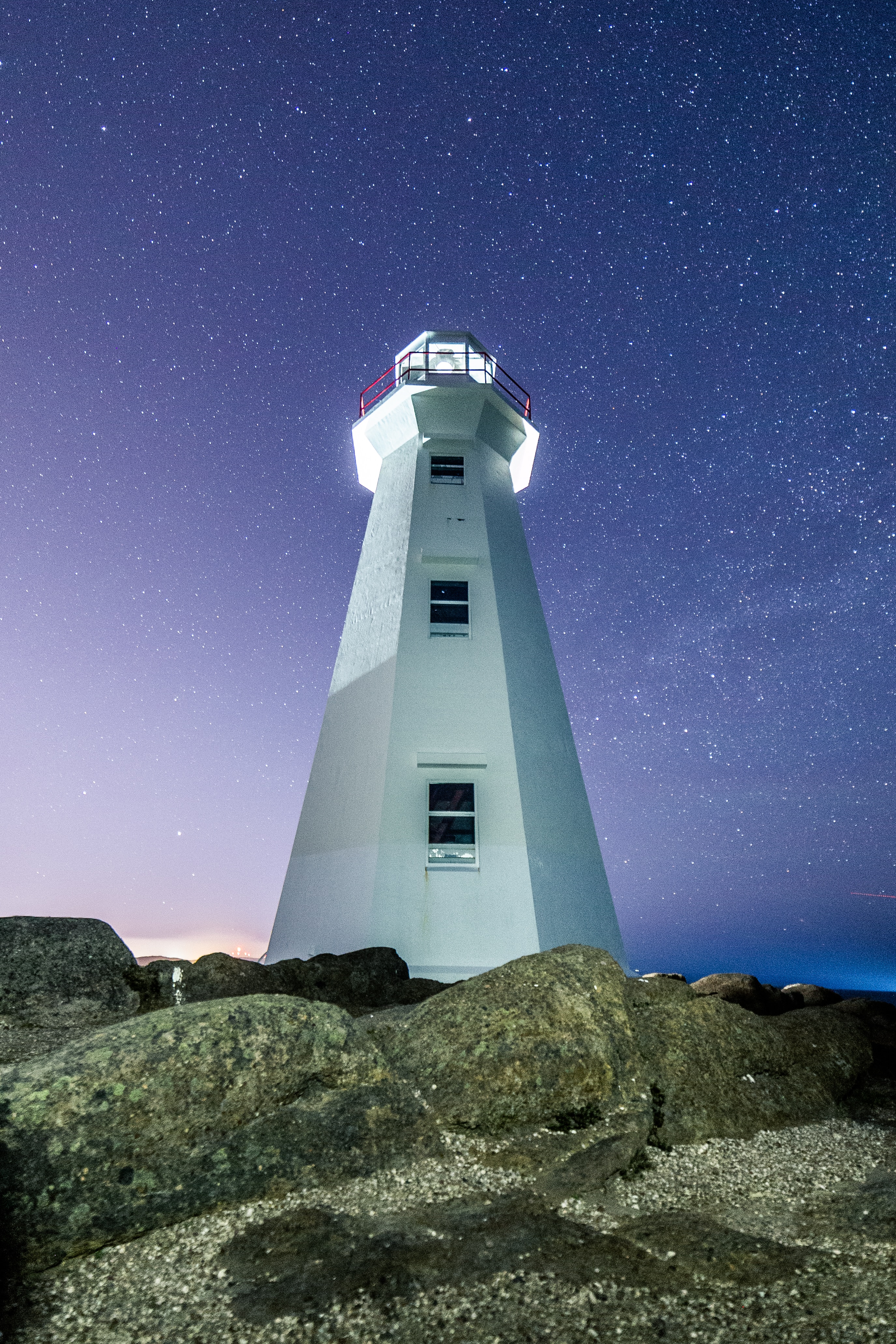 Download mobile wallpaper Miscellaneous, Building, Miscellanea, Starry Sky, Lighthouse, Night for free.