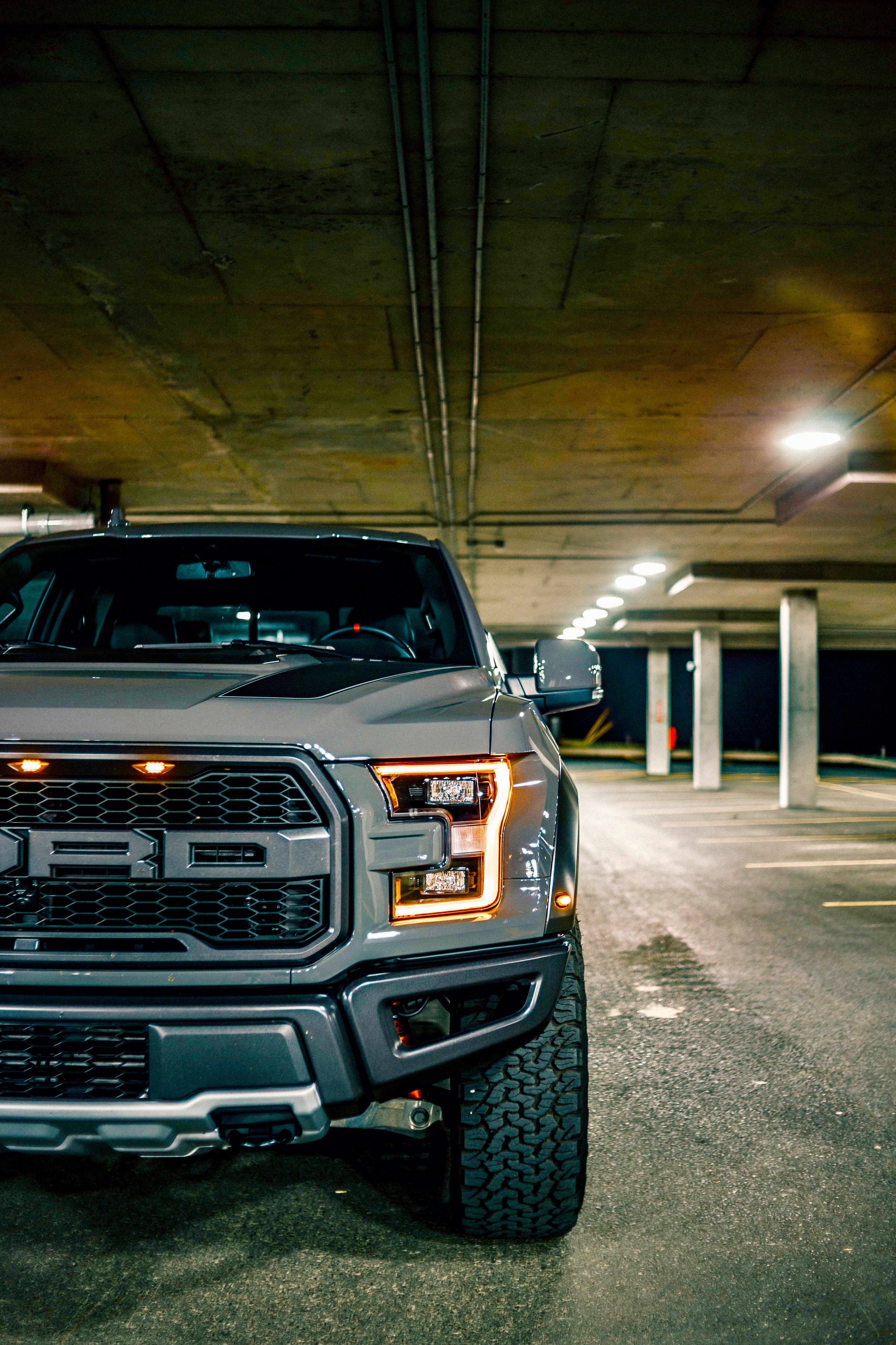 car, ford, ford raptor, front view, suv, cars, parking, grey Full HD