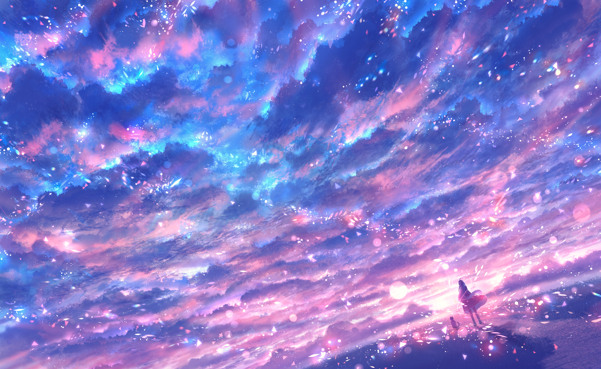 Anime #Original #Cloud #Girl #Reflection #Skirt #Sky Telephone Pole #Water  #1080P #wallpaper #hdwallpaper #des… | Anime scenery, Cloud wallpaper,  Scenery wallpaper