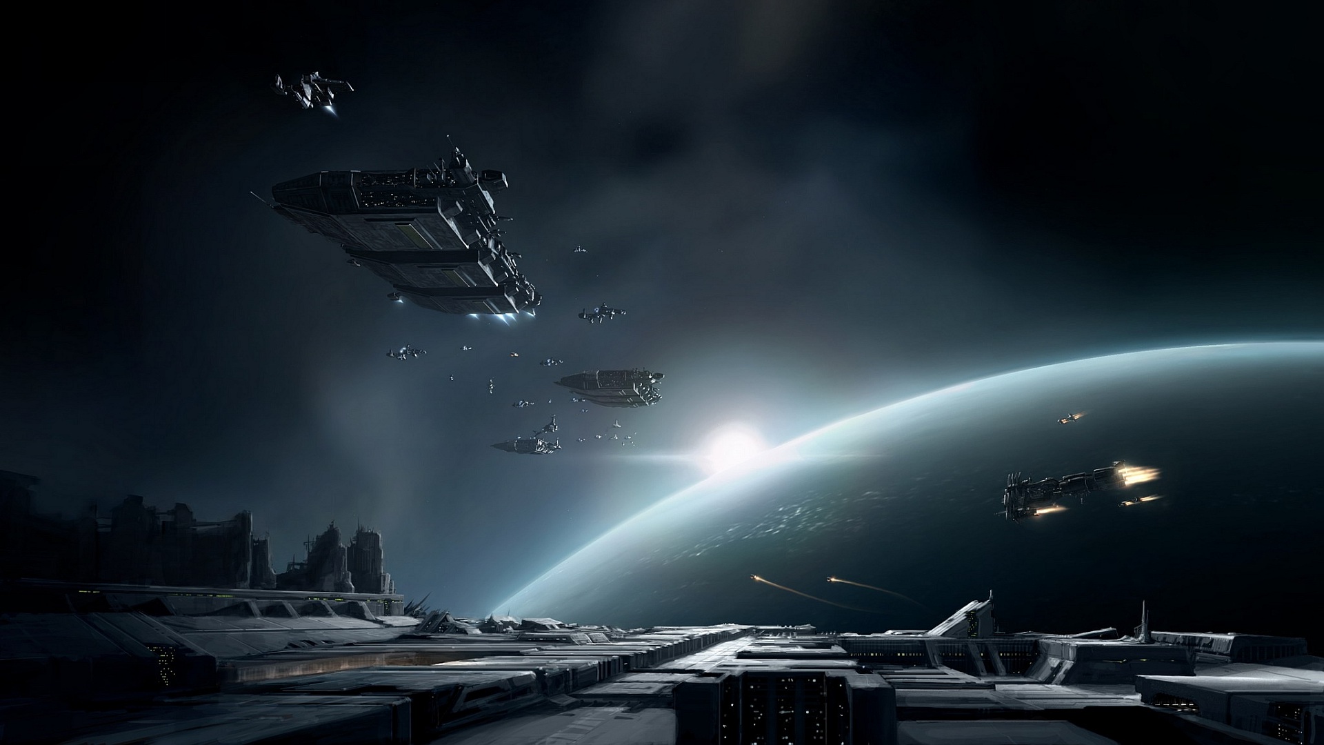 eve online, spaceship, planet, space, video game, sci fi