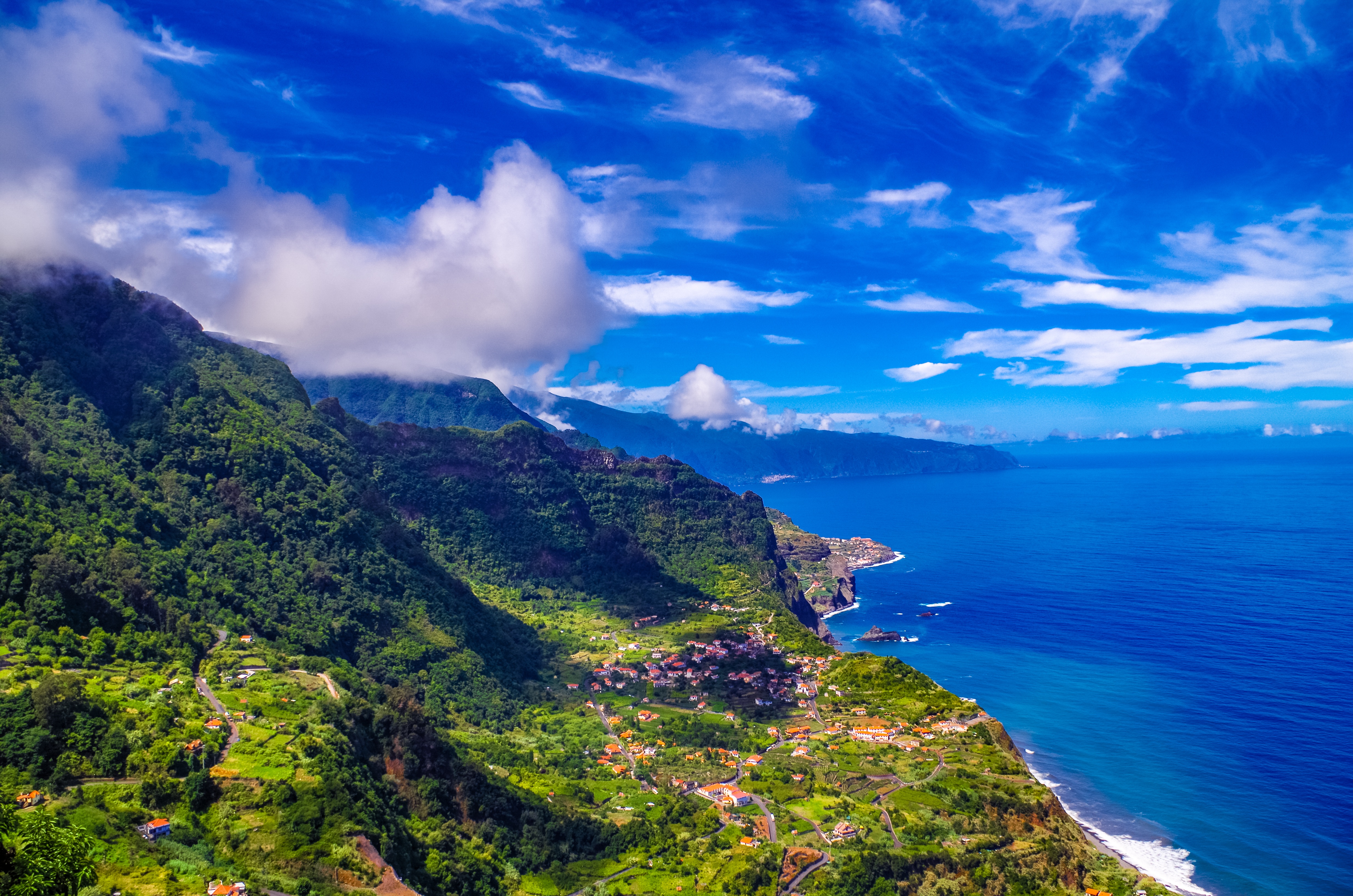 PCデスクトップに自然, マデイラ, 島, ポルトガル, 山脈, 海画像を無料でダウンロード