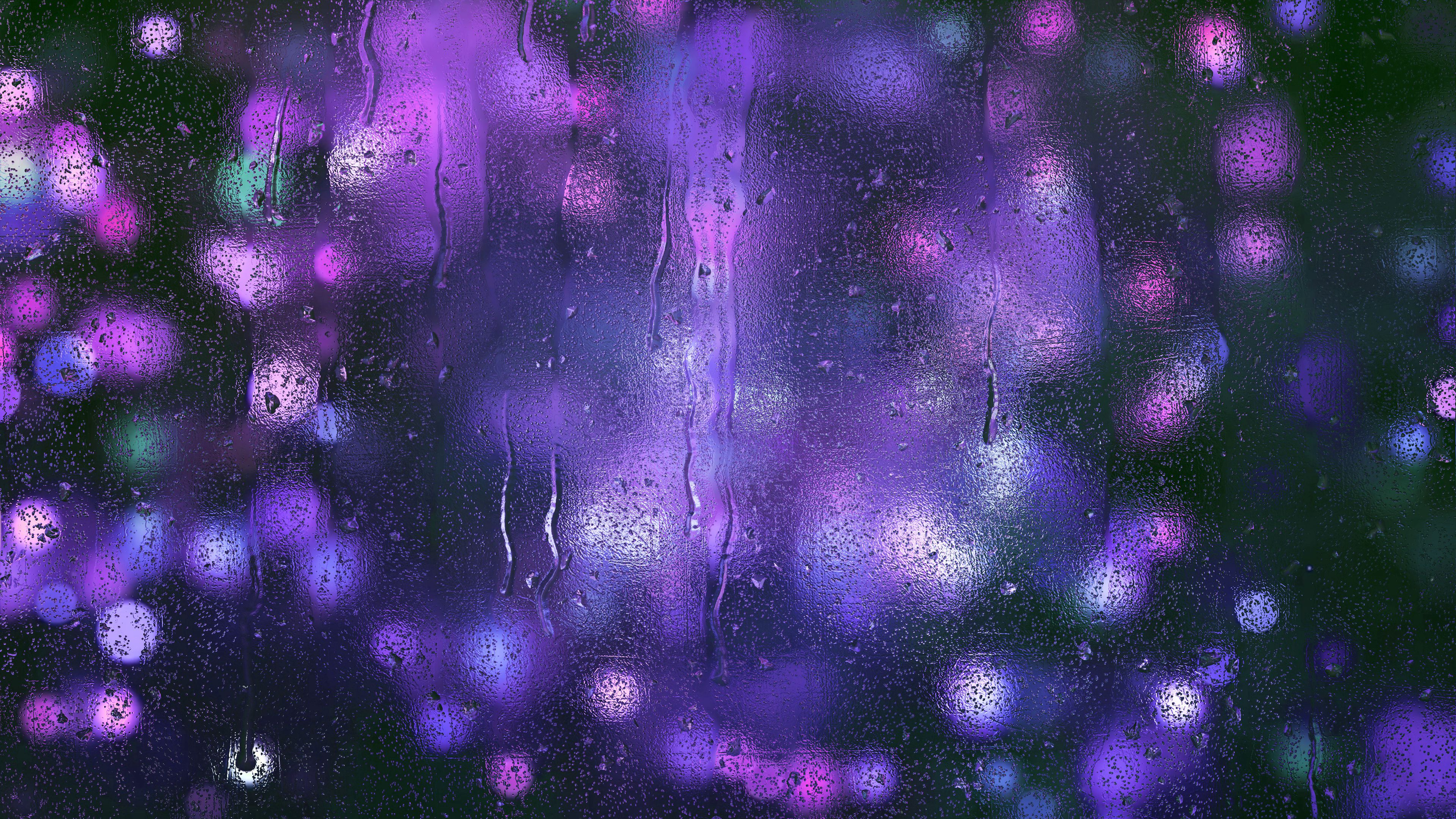 purple, glare, violet, drops, macro, glass phone wallpaper