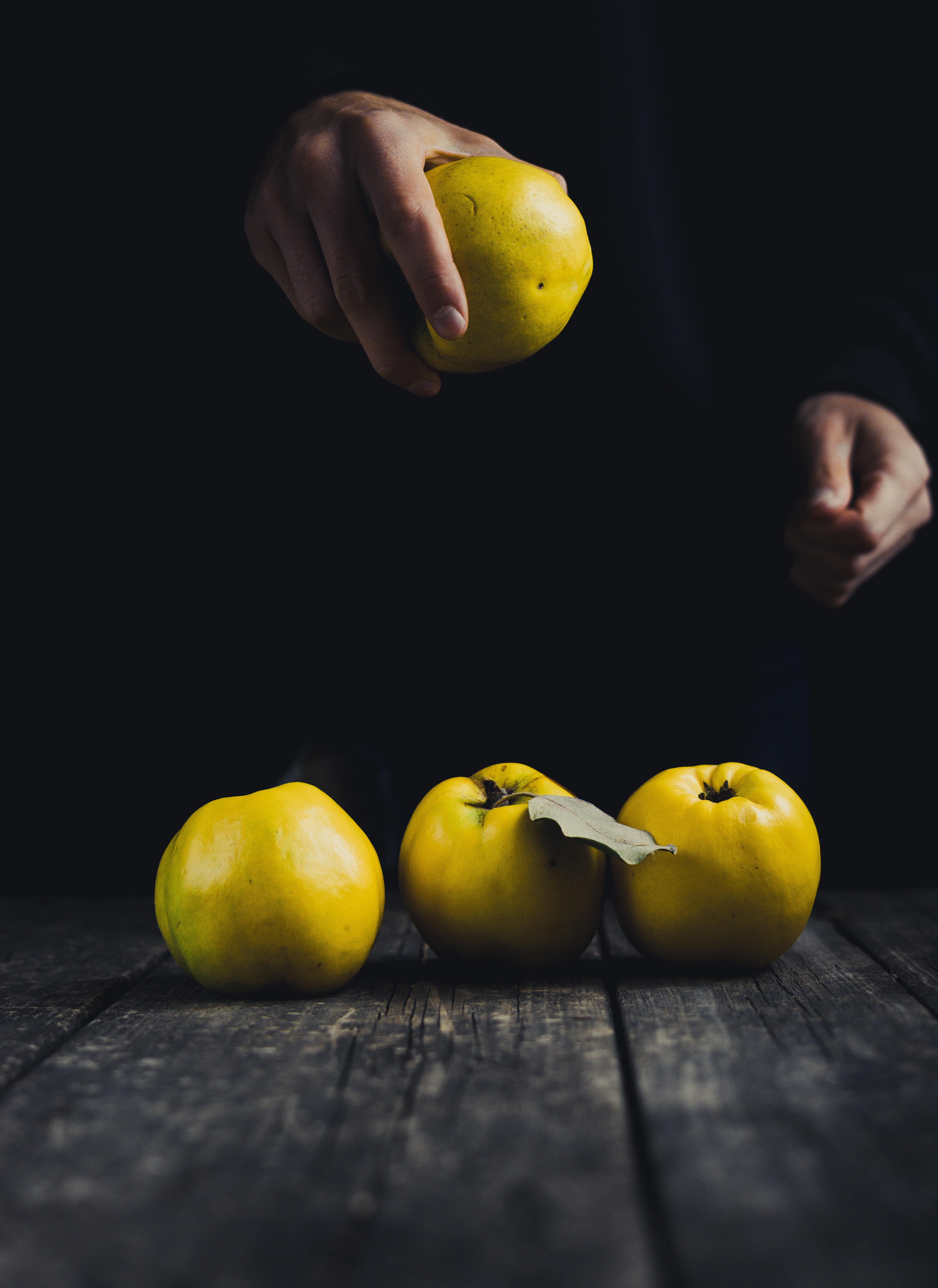 dark background, food, apple, hand, fruit