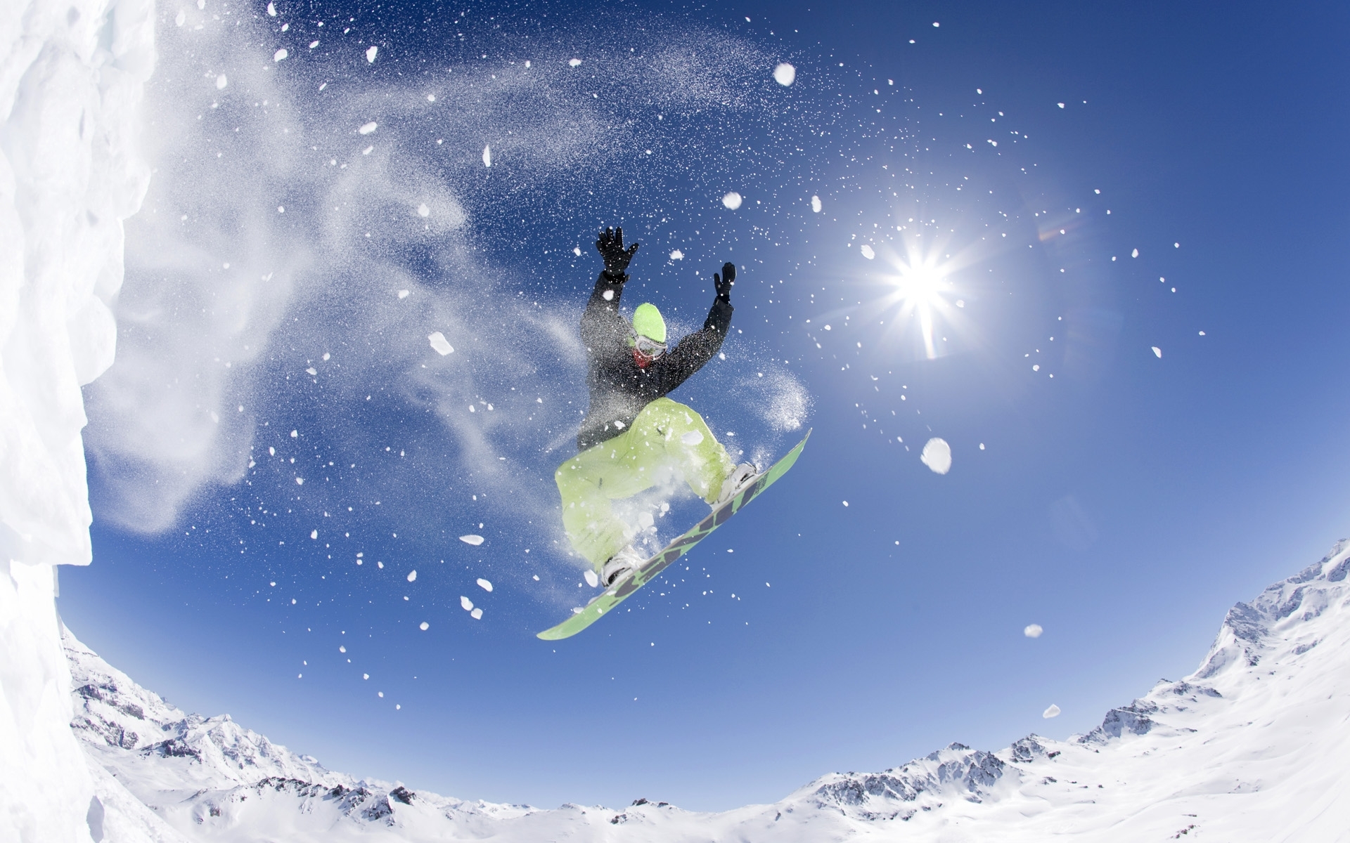 49185 Hintergrundbild herunterladen sport, landschaft, menschen, snowboarding, blau - Bildschirmschoner und Bilder kostenlos