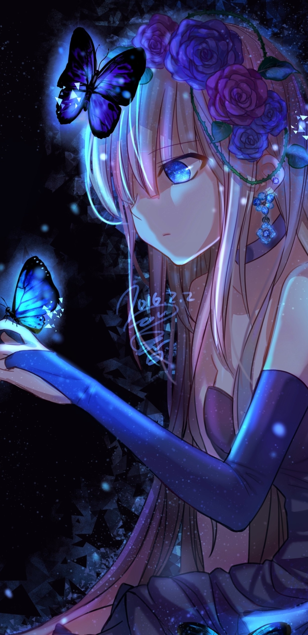 Blue Hair Girl Butterflies Anime HD Anime Girl Wallpapers