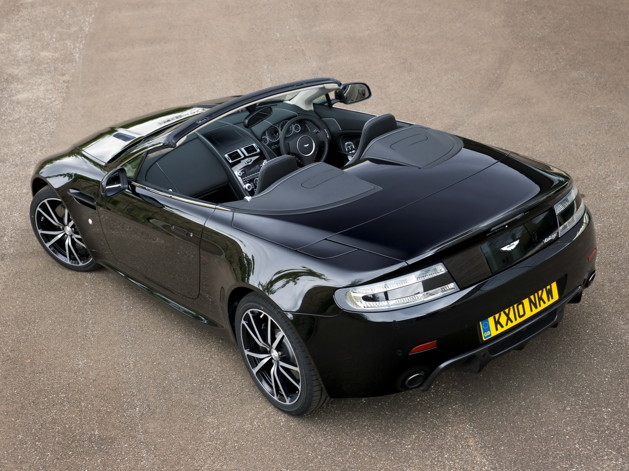 black, cars, auto, aston martin, view from above, style, cabriolet, 2010, v8 32K