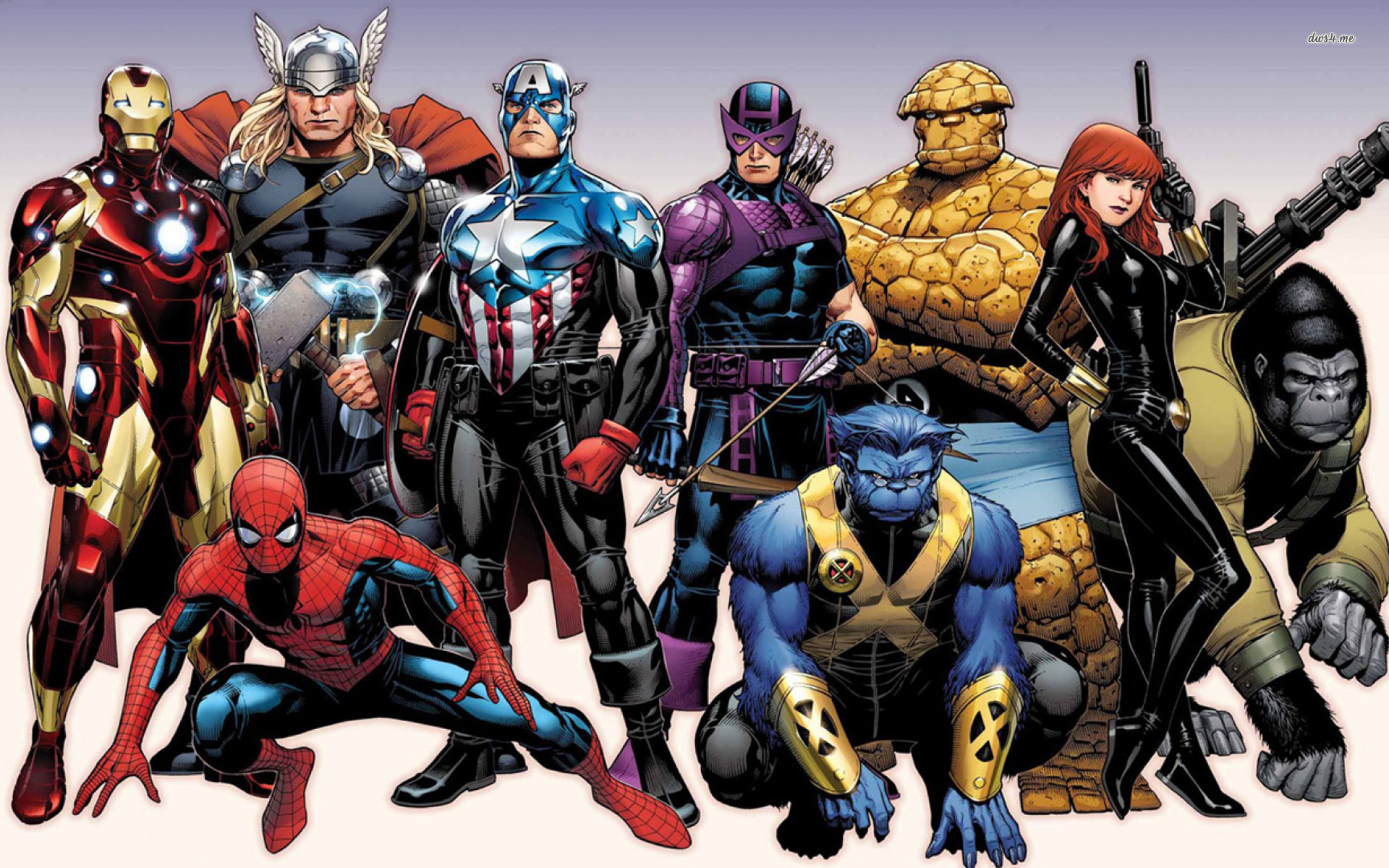 iron man, comics, marvel comics, avengers, beast (marvel comics), ben grimm, black widow, captain america, clint barton, hawkeye, peter parker, spider man, thing (marvel comics), thor, tony stark
