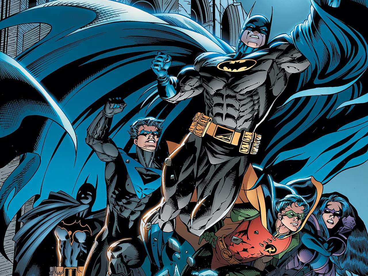 comics, batman, batgirl, cassandra cain, dc comics, dick grayson, huntress (dc comics), nightwing, robin (dc comics), tim drake