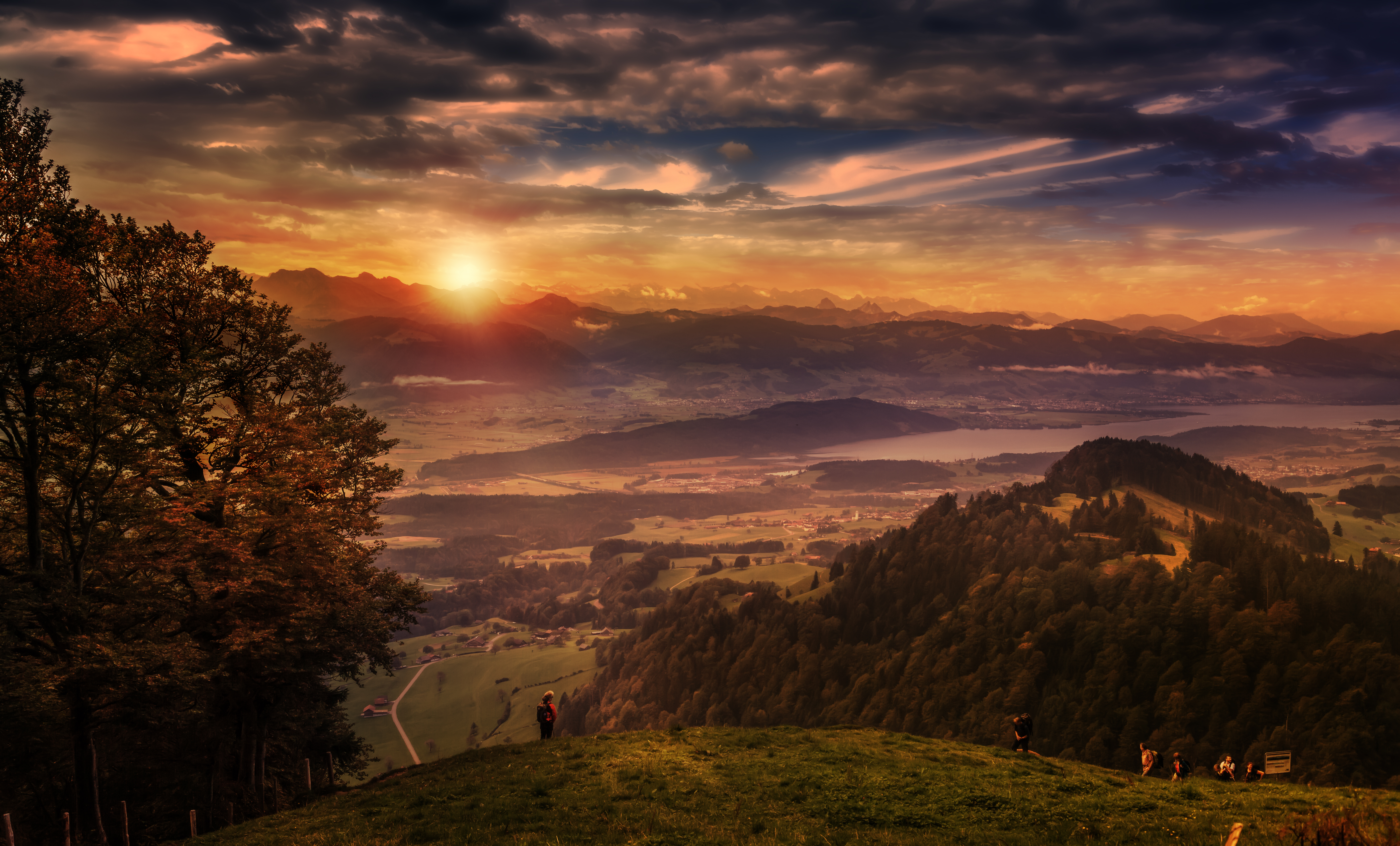 Швейцария горы закат