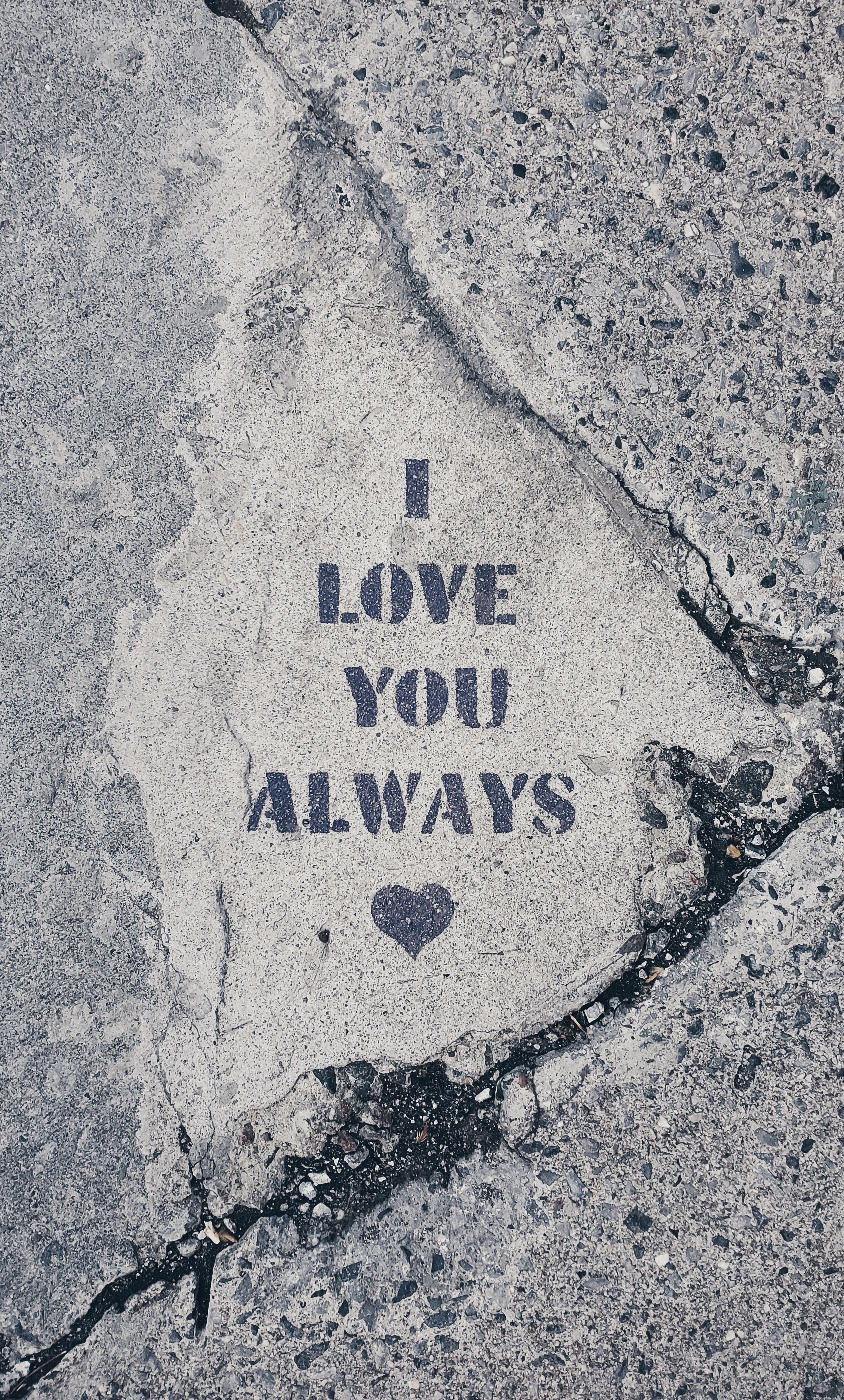 words, heart, asphalt, love, inscription phone wallpaper