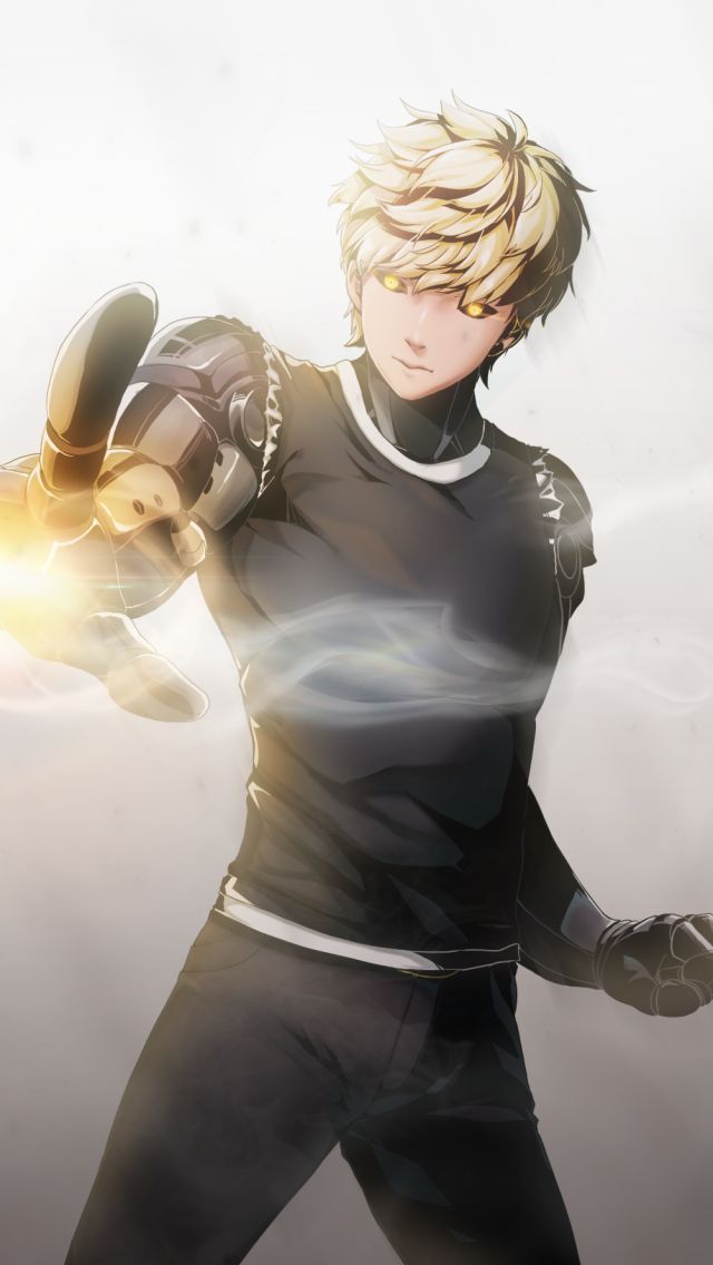 Download mobile wallpaper Anime, Blonde, Cyborg, Yellow Eyes, Glowing Eyes, One Punch Man, Genos (One Punch Man) for free.