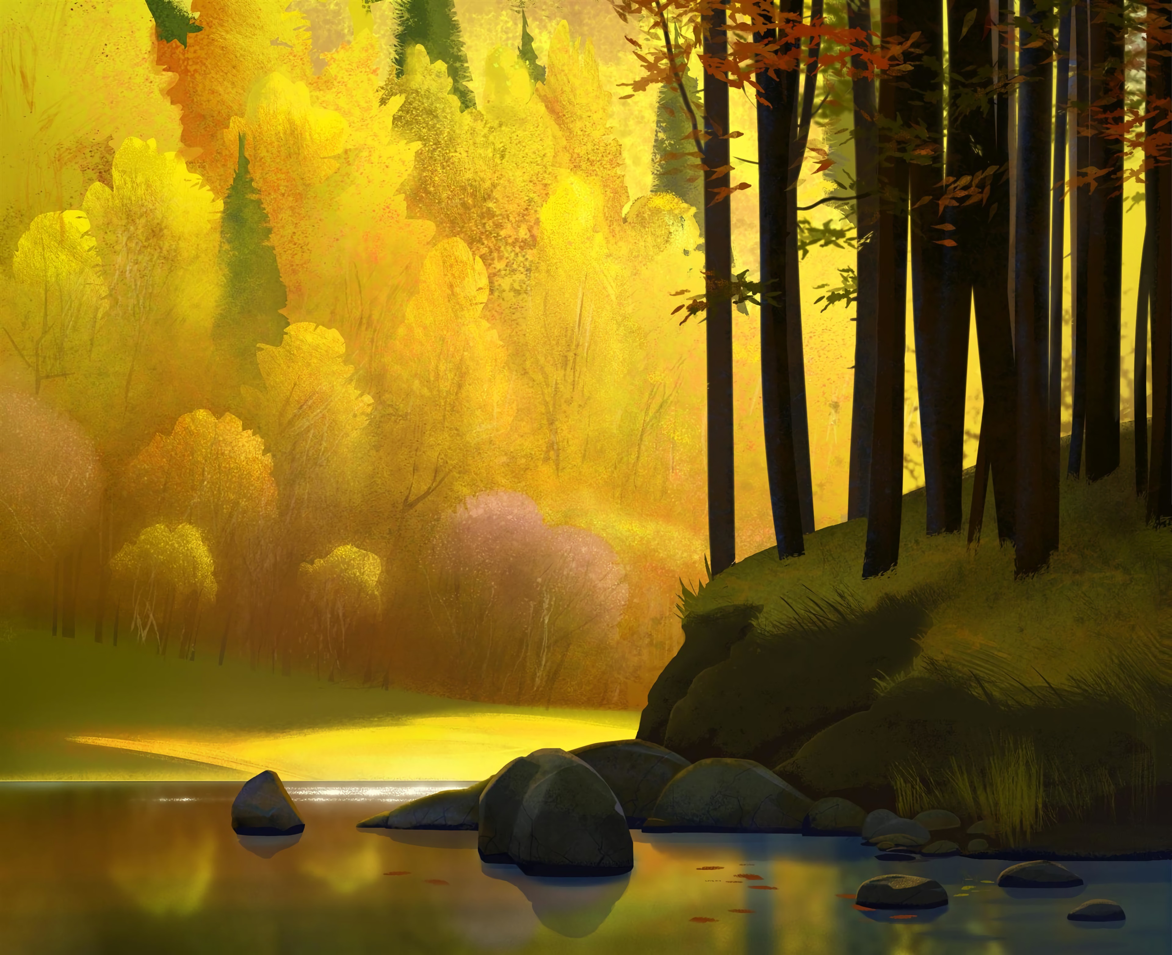 Laden Sie das Bäume, Kunst, Landschaft, Herbst-Bild kostenlos auf Ihren PC-Desktop herunter