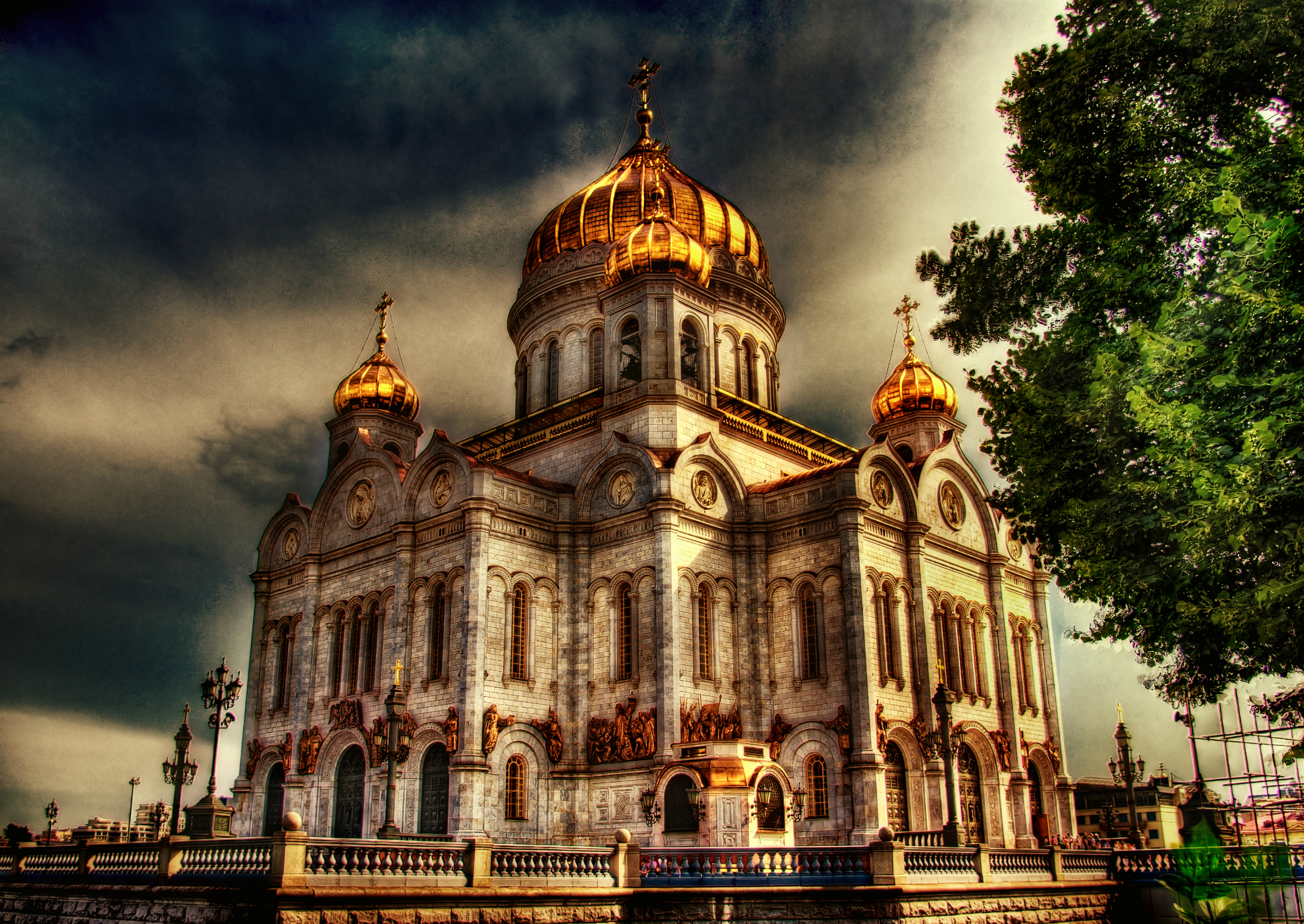cathedral, church, gold, dome, religious, cathedral of christ the saviour, architecture, building, hdr, cathedrals
