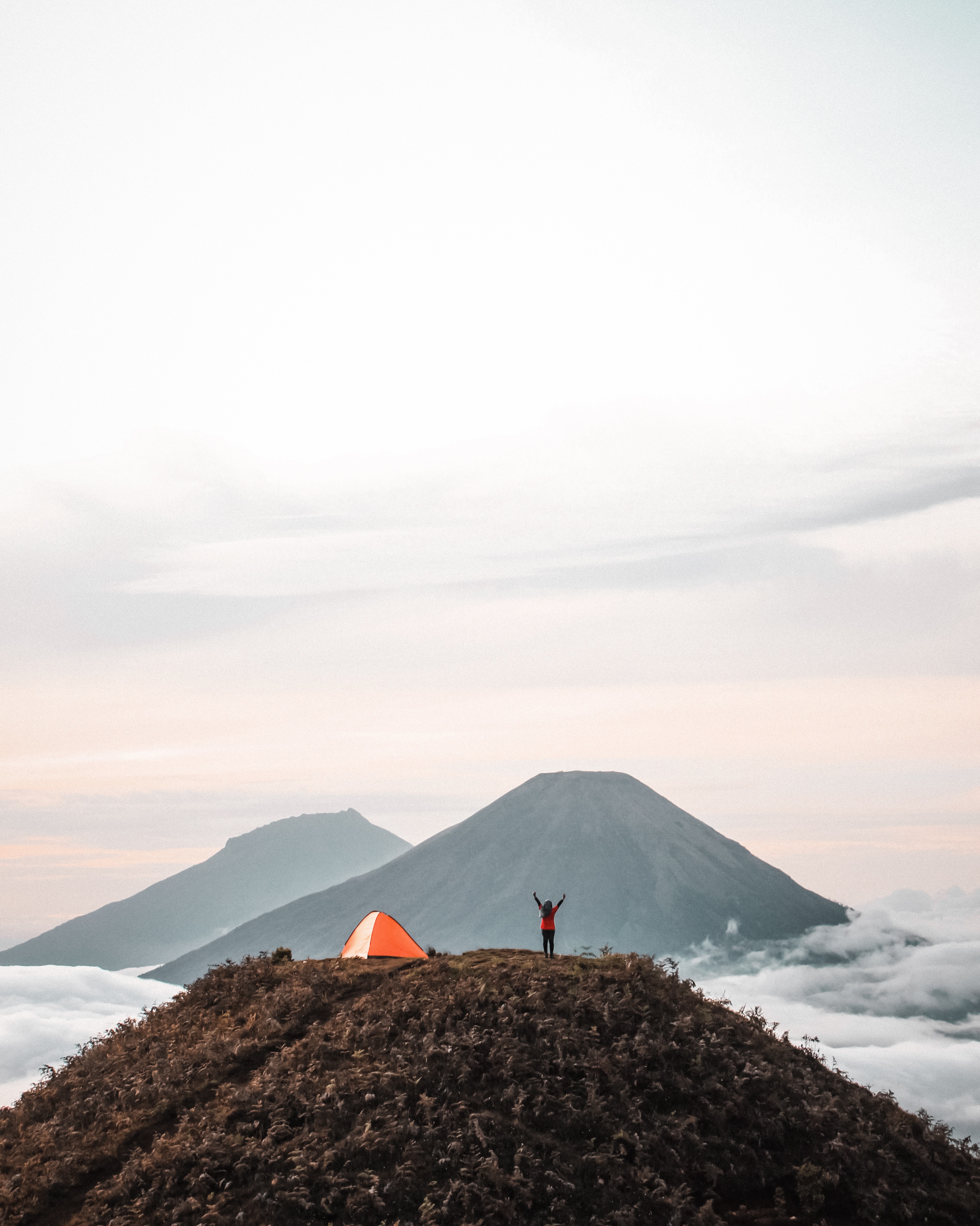 camping, tent, nature, mountains, human, person, campsite