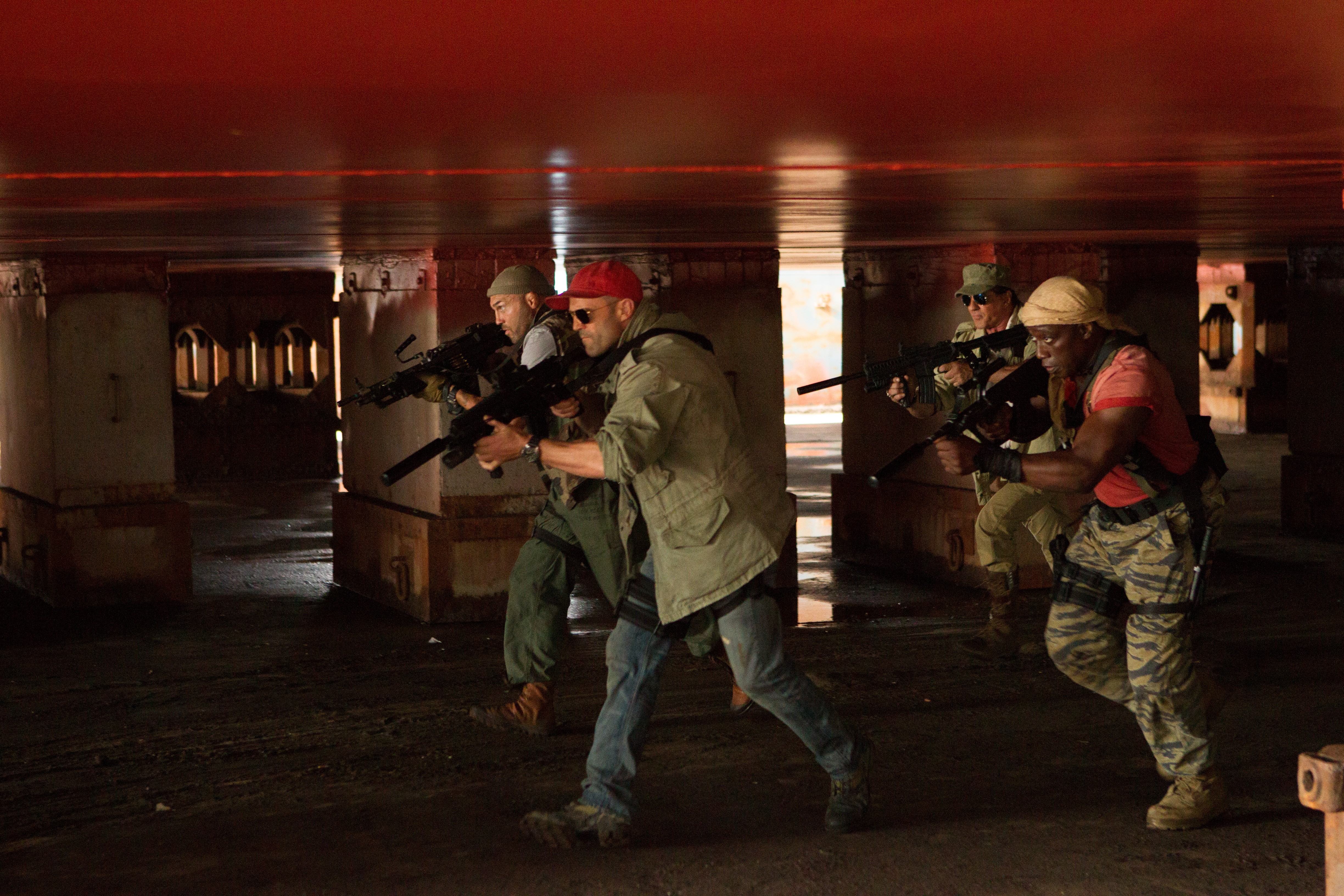 movie, the expendables 3, barney ross, doc (the expendables), jason statham, lee christmas, randy couture, sylvester stallone, toll road, wesley snipes, the expendables