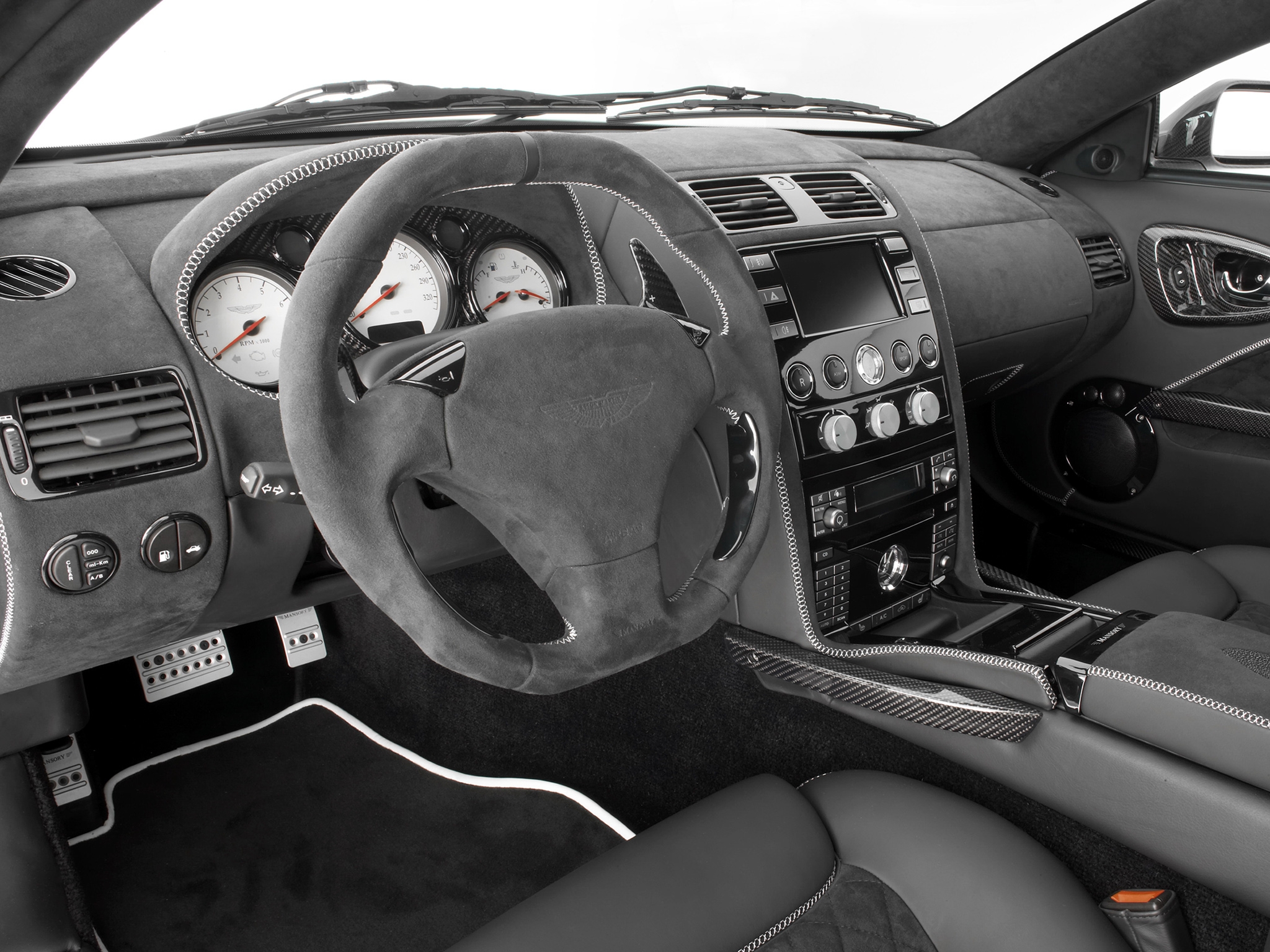 interior, aston martin, cars, 2005, steering wheel, rudder, salon, speedometer, vanquish wallpapers for tablet