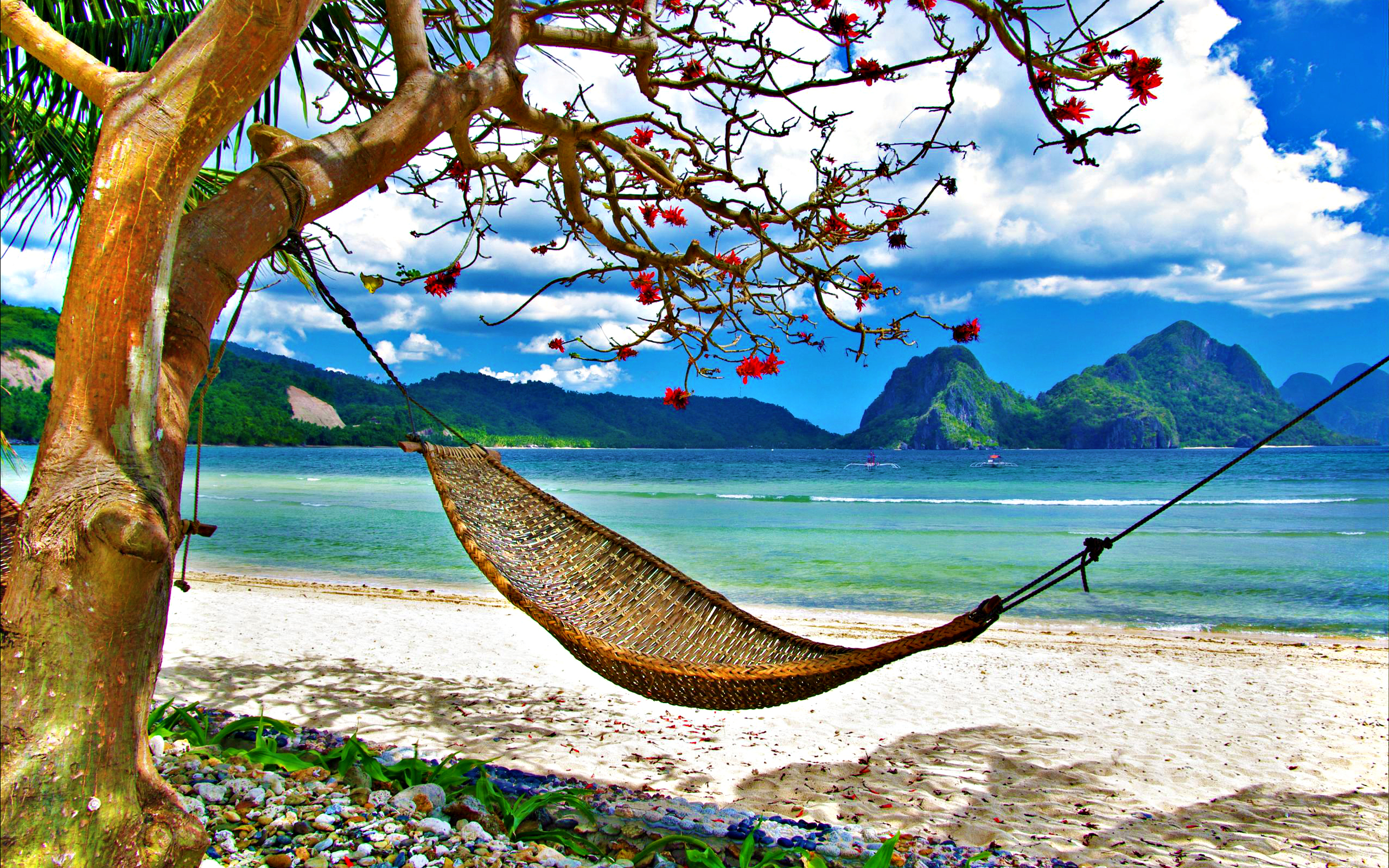 man made, hammock, beach