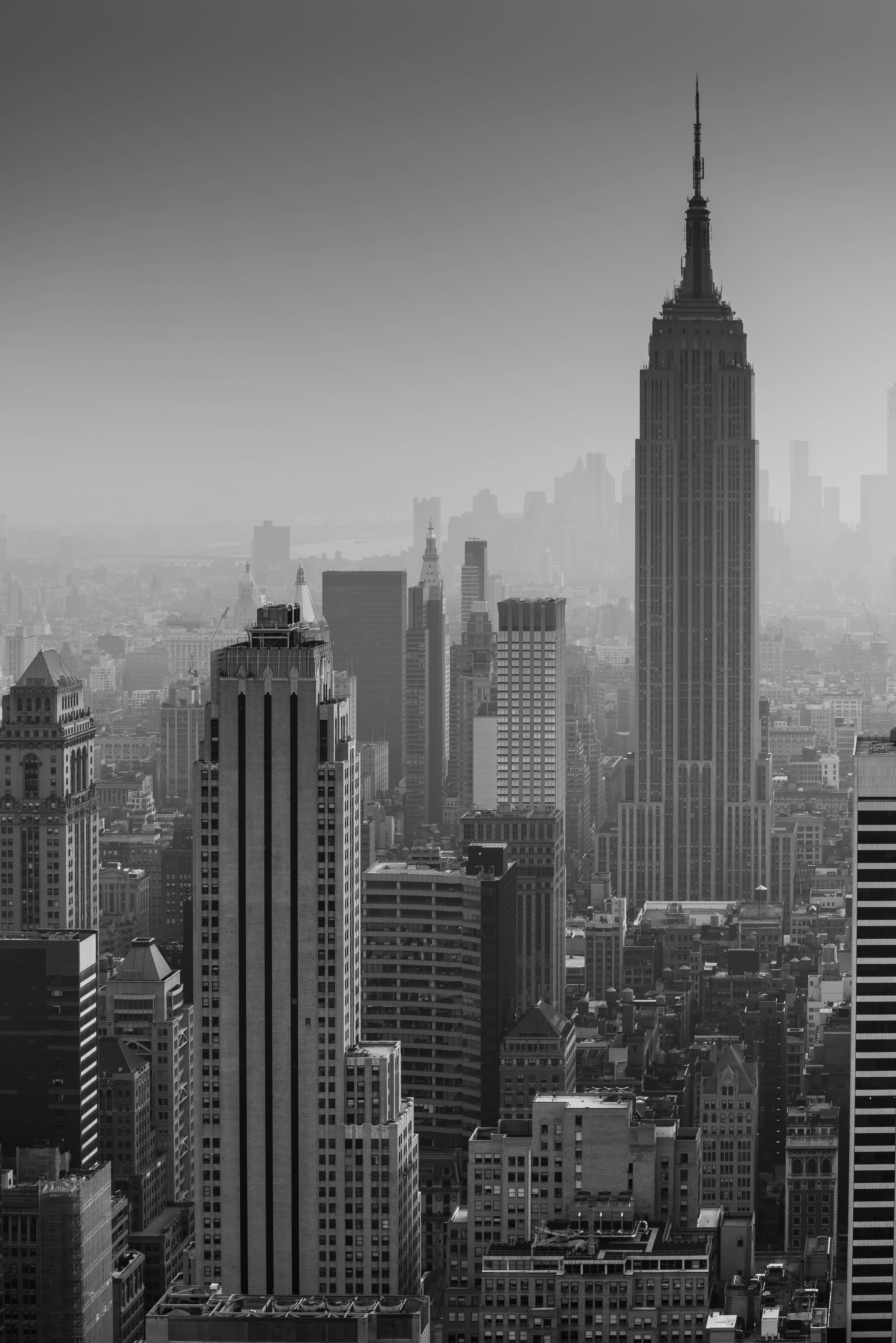 city, chb, skyscrapers, architecture, cities, building, view from above, bw, new york Smartphone Background
