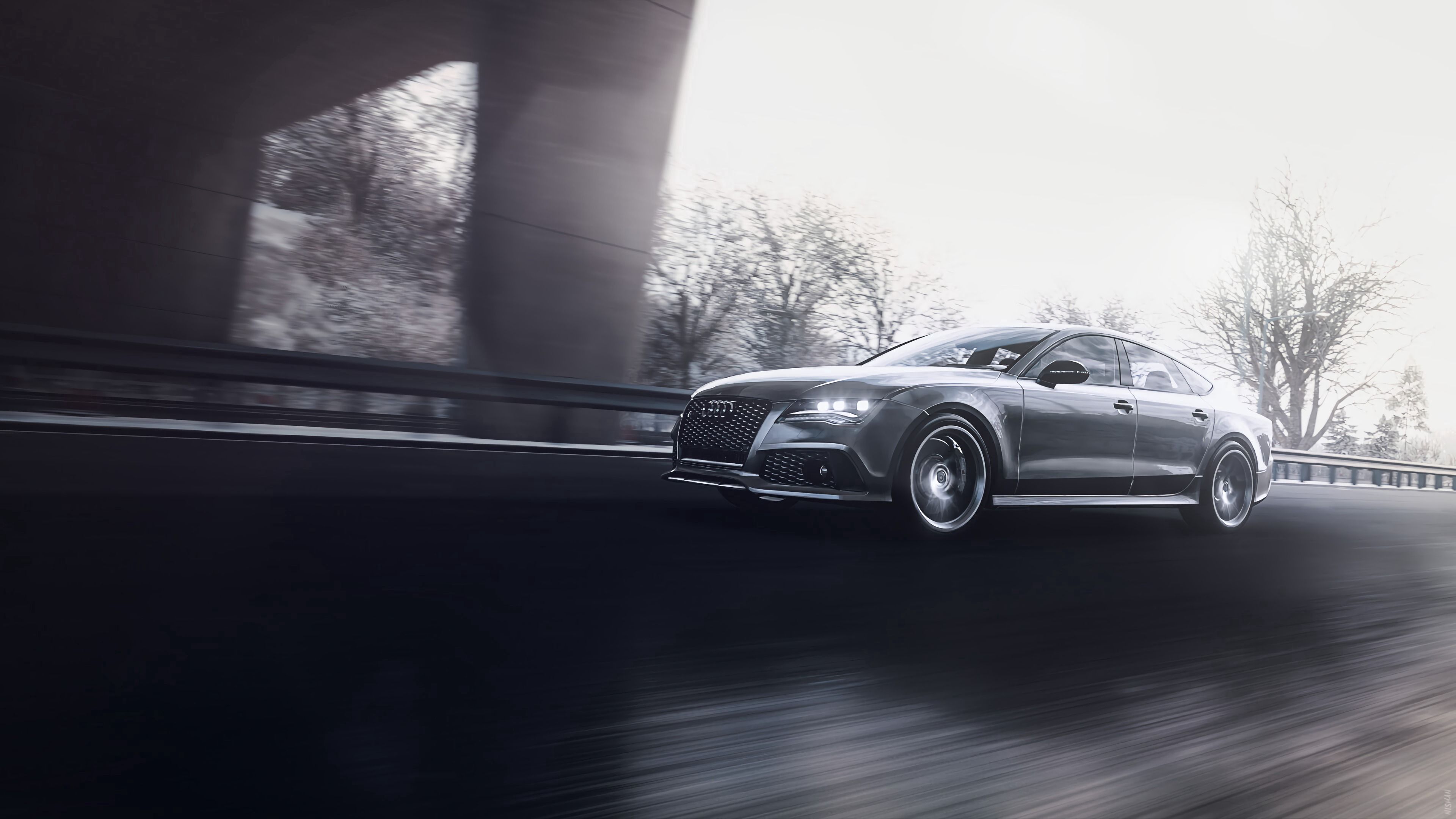 Download mobile wallpaper Road, Audi Rs7, Cars, Machine, Grey, Speed, Car, Audi for free.
