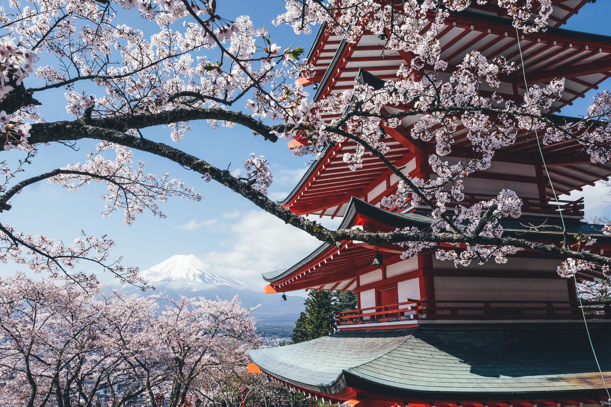 Япония гора Фудзи храм