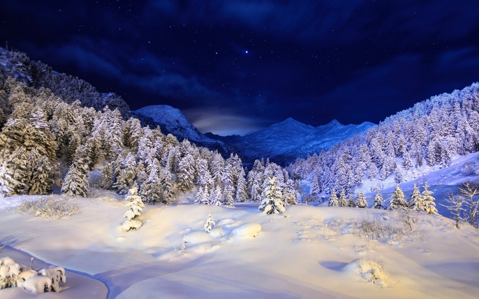 Download mobile wallpaper Landscape, Winter, Snow, Trees, Nature for free.
