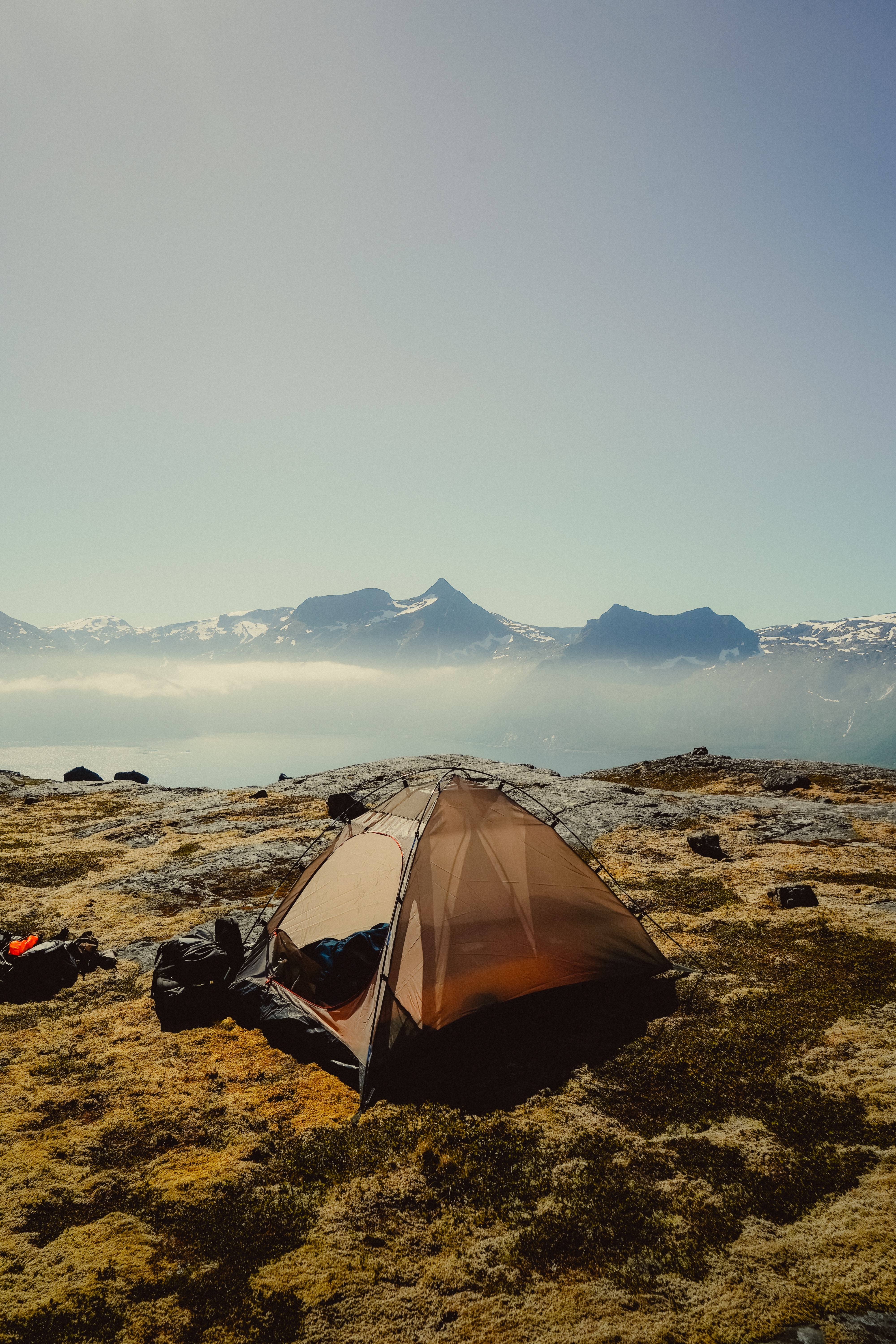 campsite, mountains, miscellanea, miscellaneous, fog, tent, camping