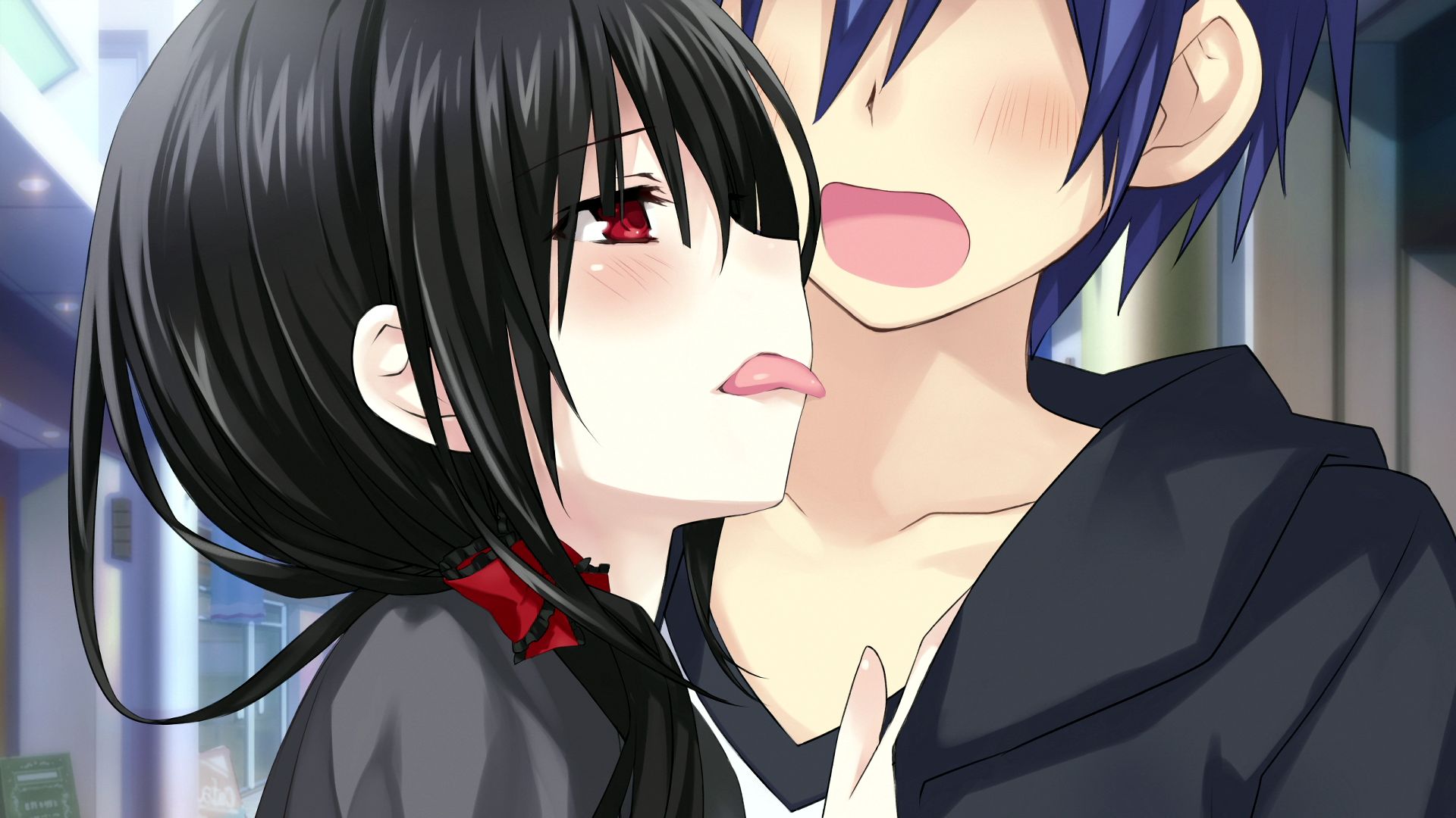 Куруми и Шидо поцелуй