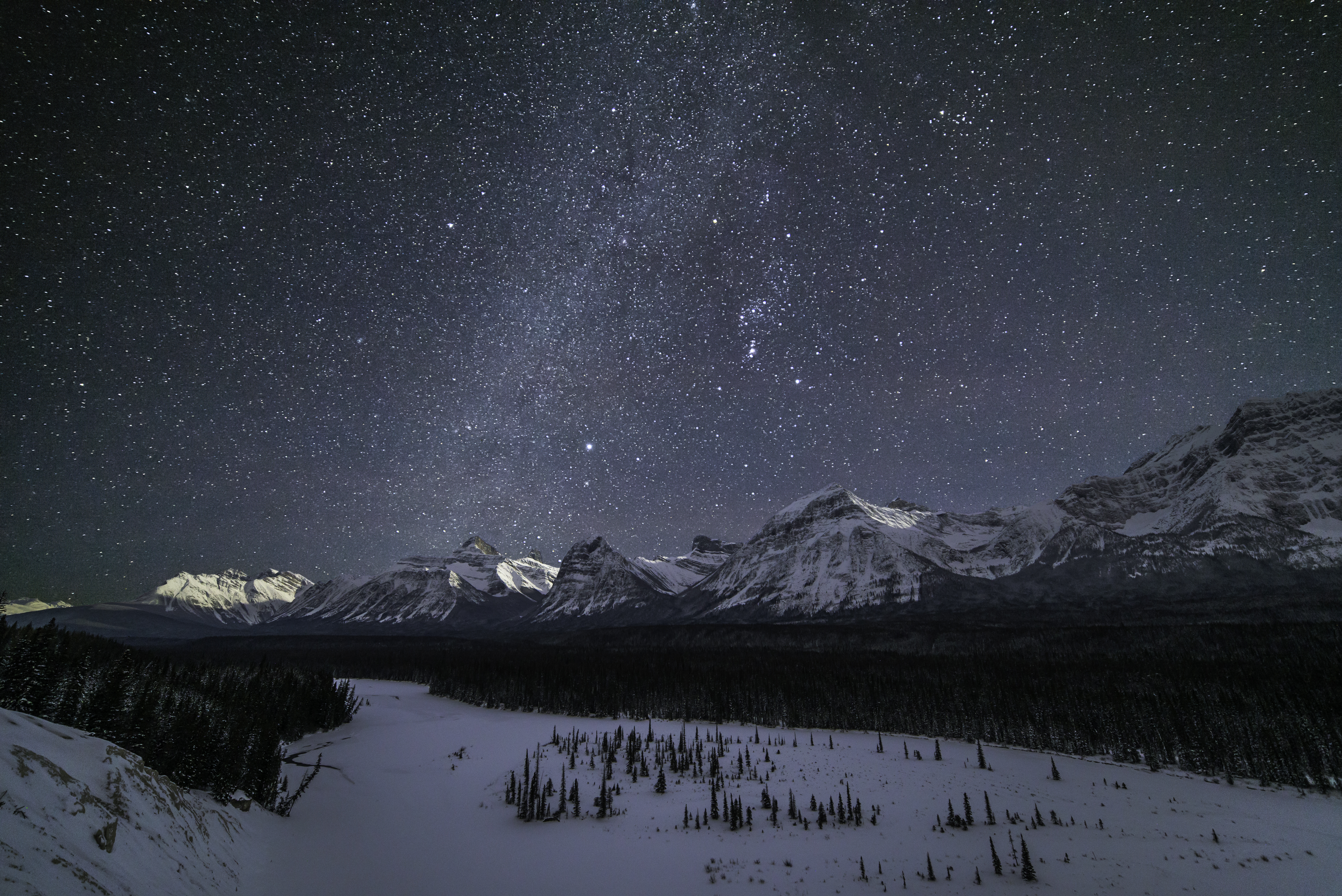 Free download wallpaper Winter, Nature, Mountains, Snow, Stars, Night on your PC desktop