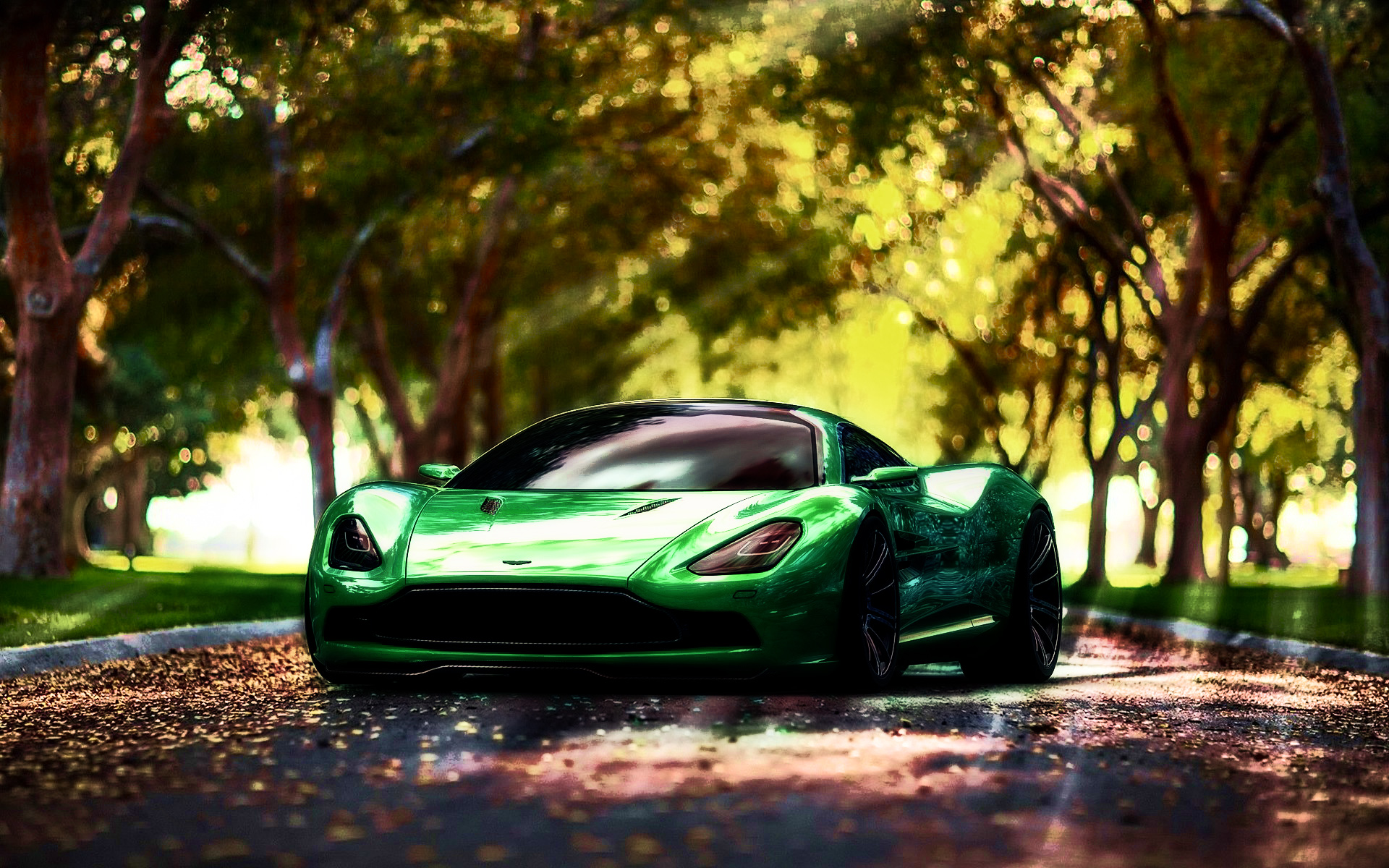 Машина на зеленом фоне