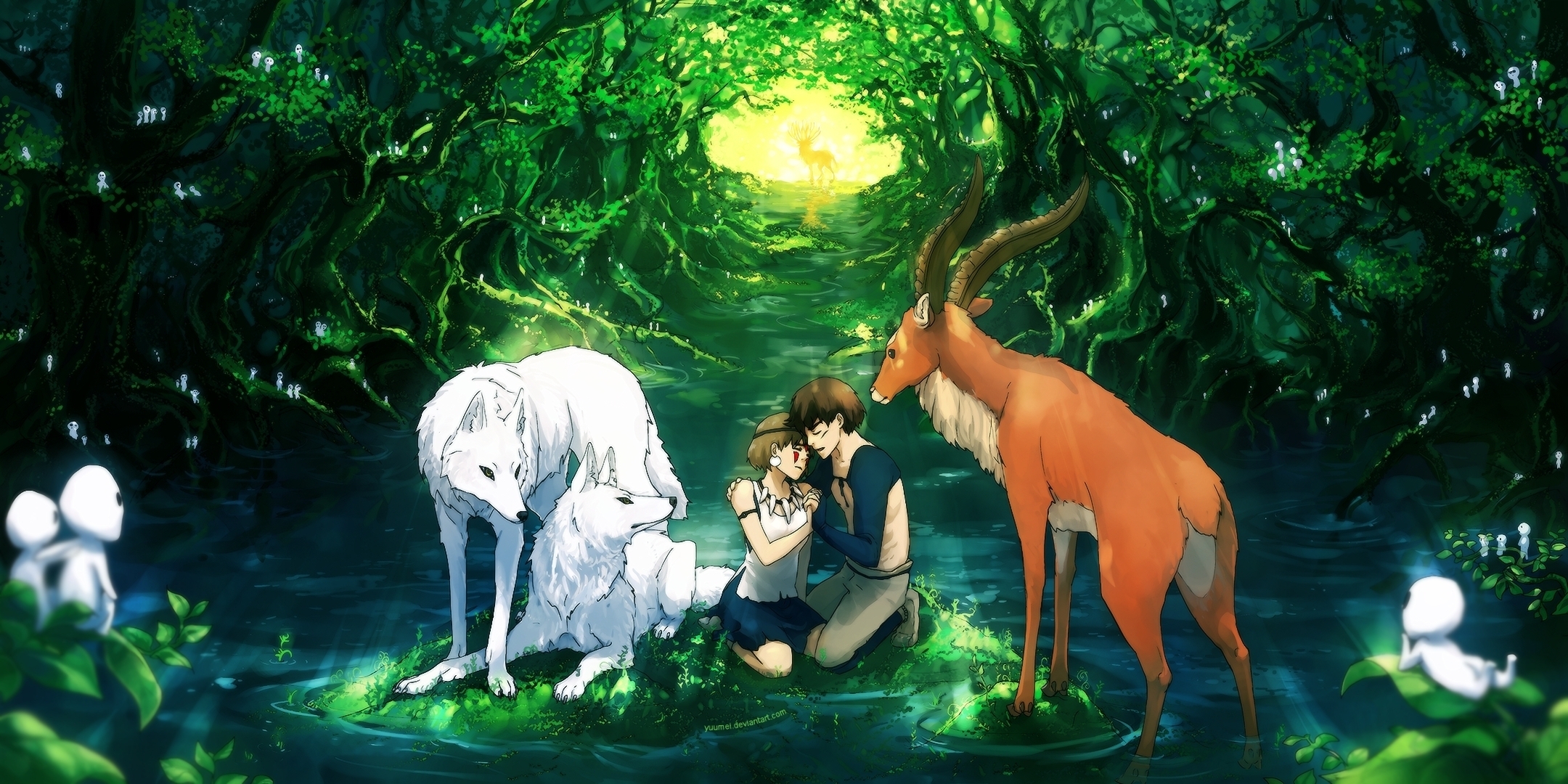 223176 Hintergrundbild herunterladen animes, prinzessin mononoke, liebe, romantisch, wolf - Bildschirmschoner und Bilder kostenlos